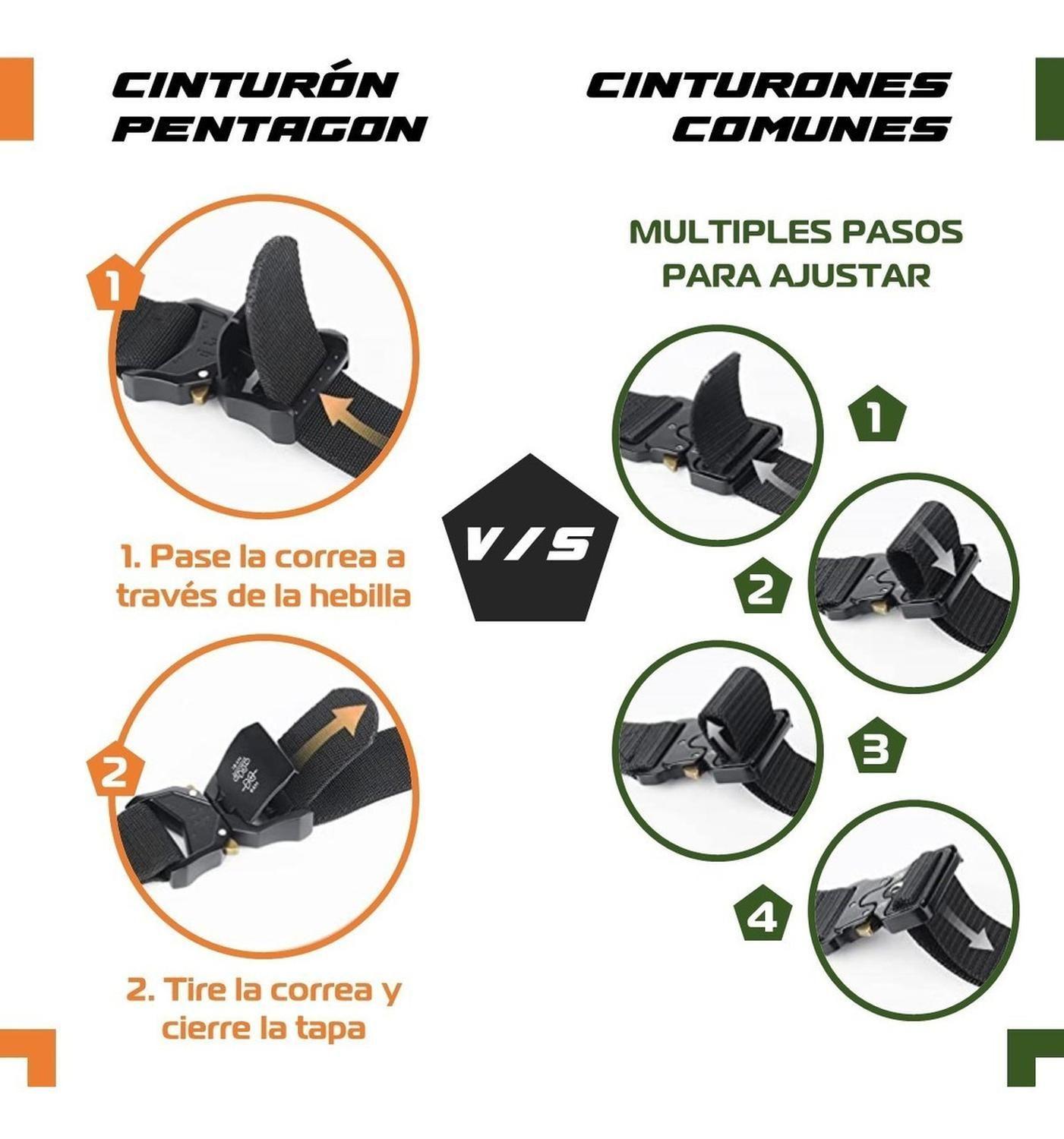 Cinturon Tactico Militar Pentagon Outdoor Hebilla Airsoft Tamaño Único negro-4