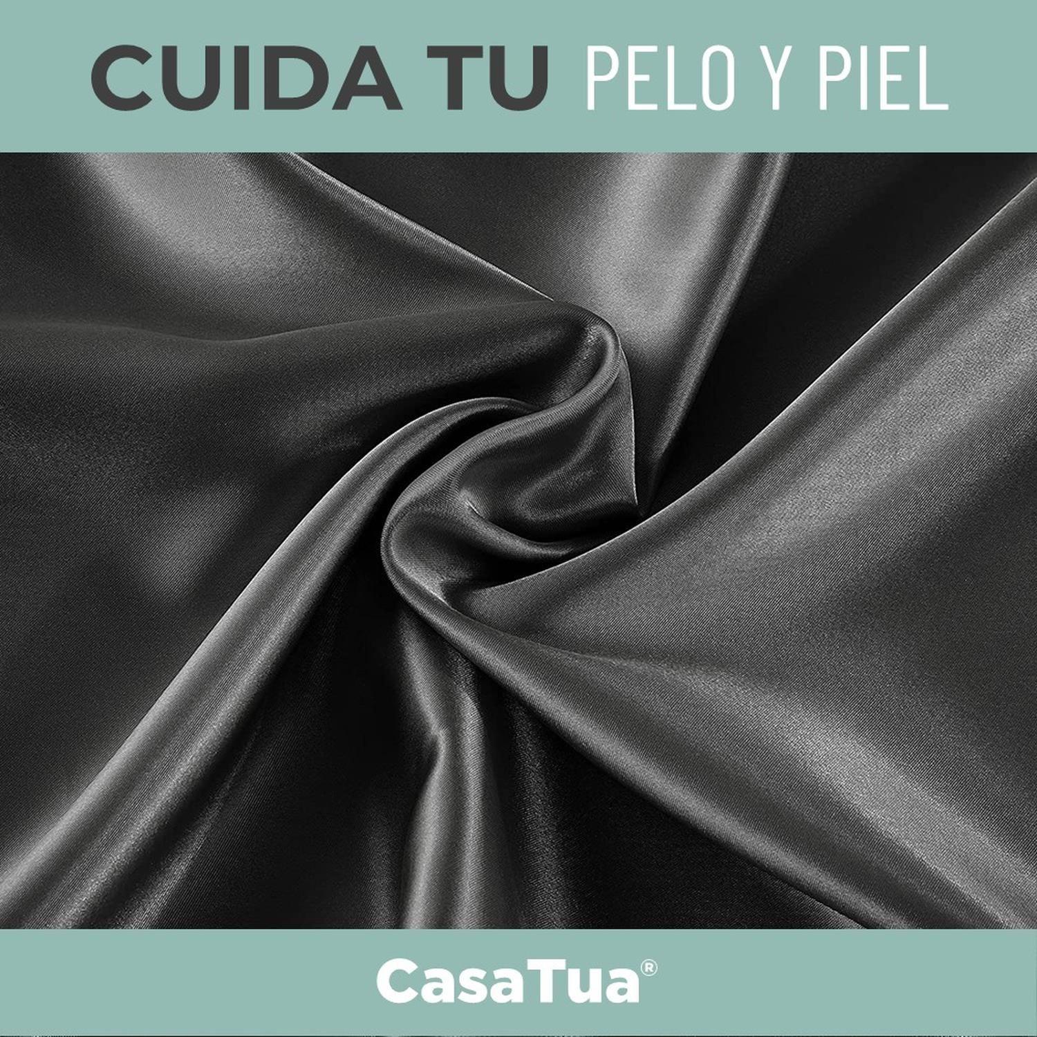 Funda Almohada Satin tipo Seda Set 3 unidades 50x76cm Tamano Unico 76x50 Gris Oscuro-5