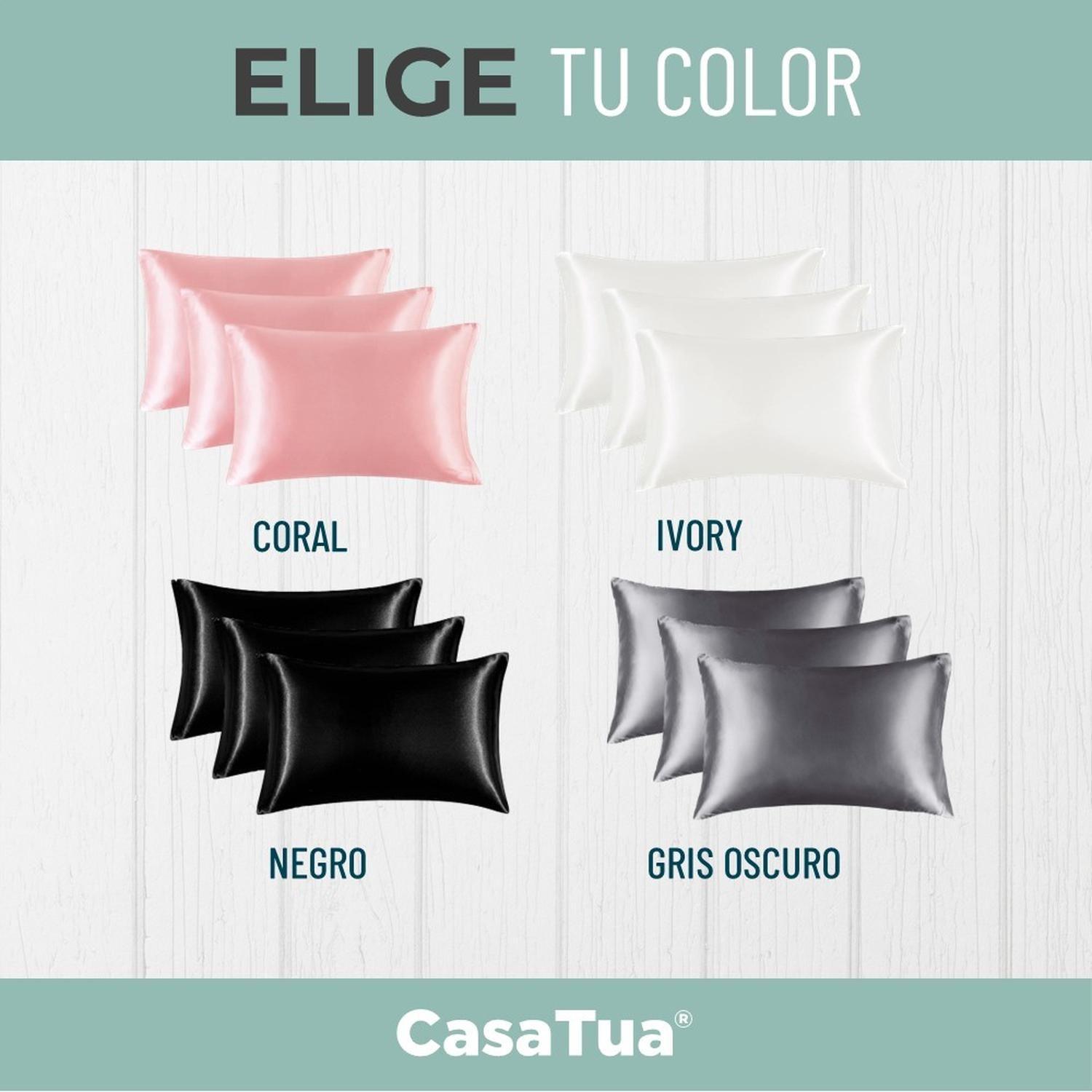 Funda Almohada Satin tipo Seda Set 3 unidades 50x76cm Tamano Unico 76x50 Gris Oscuro-6