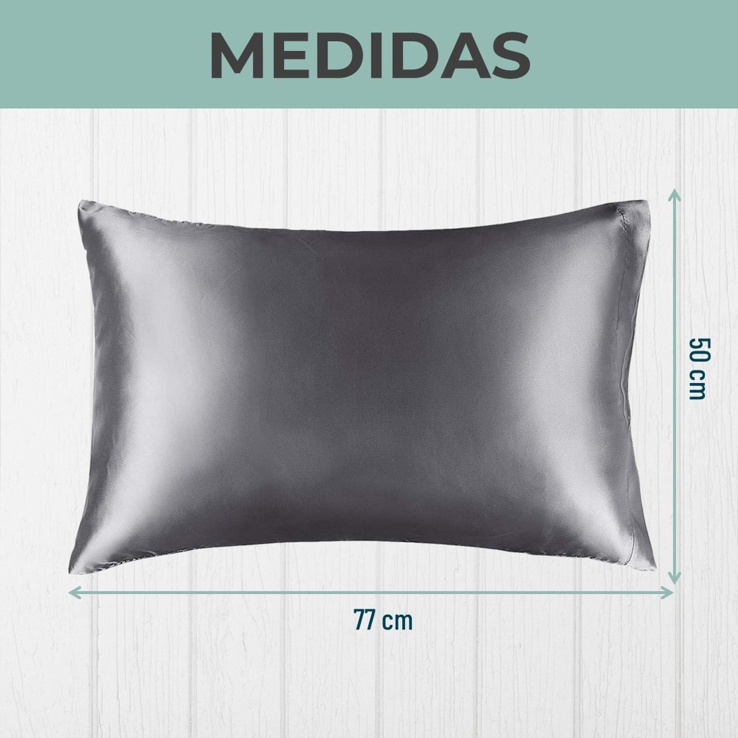 Funda Almohada Satin tipo Seda Set 3 unidades 50x76cm Tamano Unico 76x50 Gris Oscuro-7