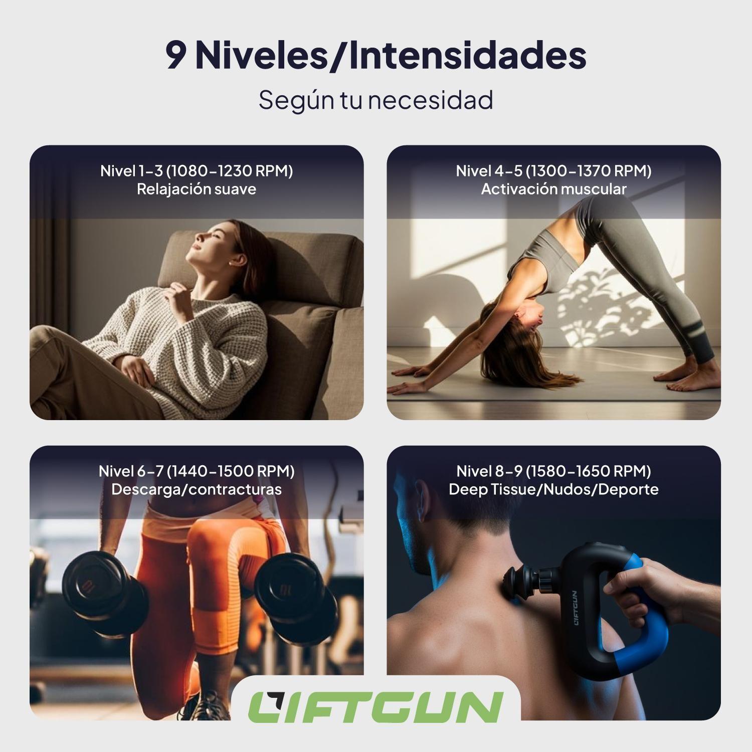 Pistola Masajeadora Muscular Liftgun Profesional 9 Niveles-5