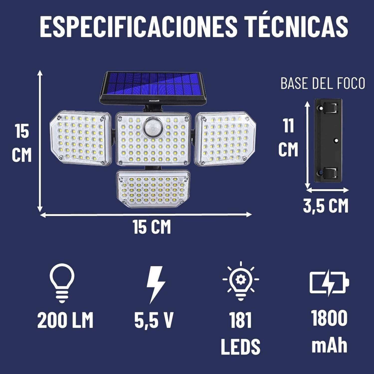 Foco Led Solar Exterior Maxwell Sensor Movimiento 4 Direcc-7