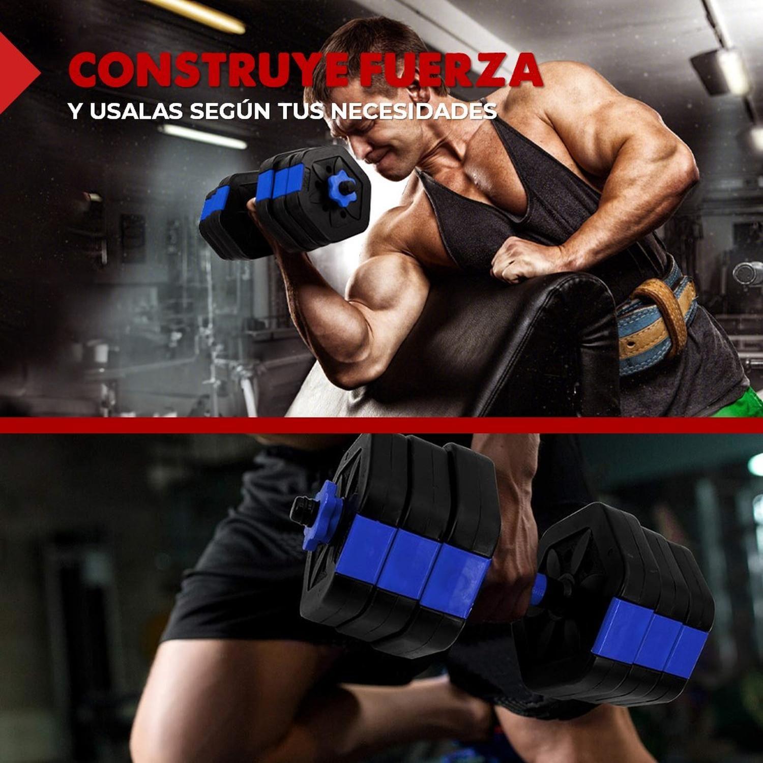 Mancuernas Ajustables Set de 20 Kg Total Fitnics 2en1 +Barra-5