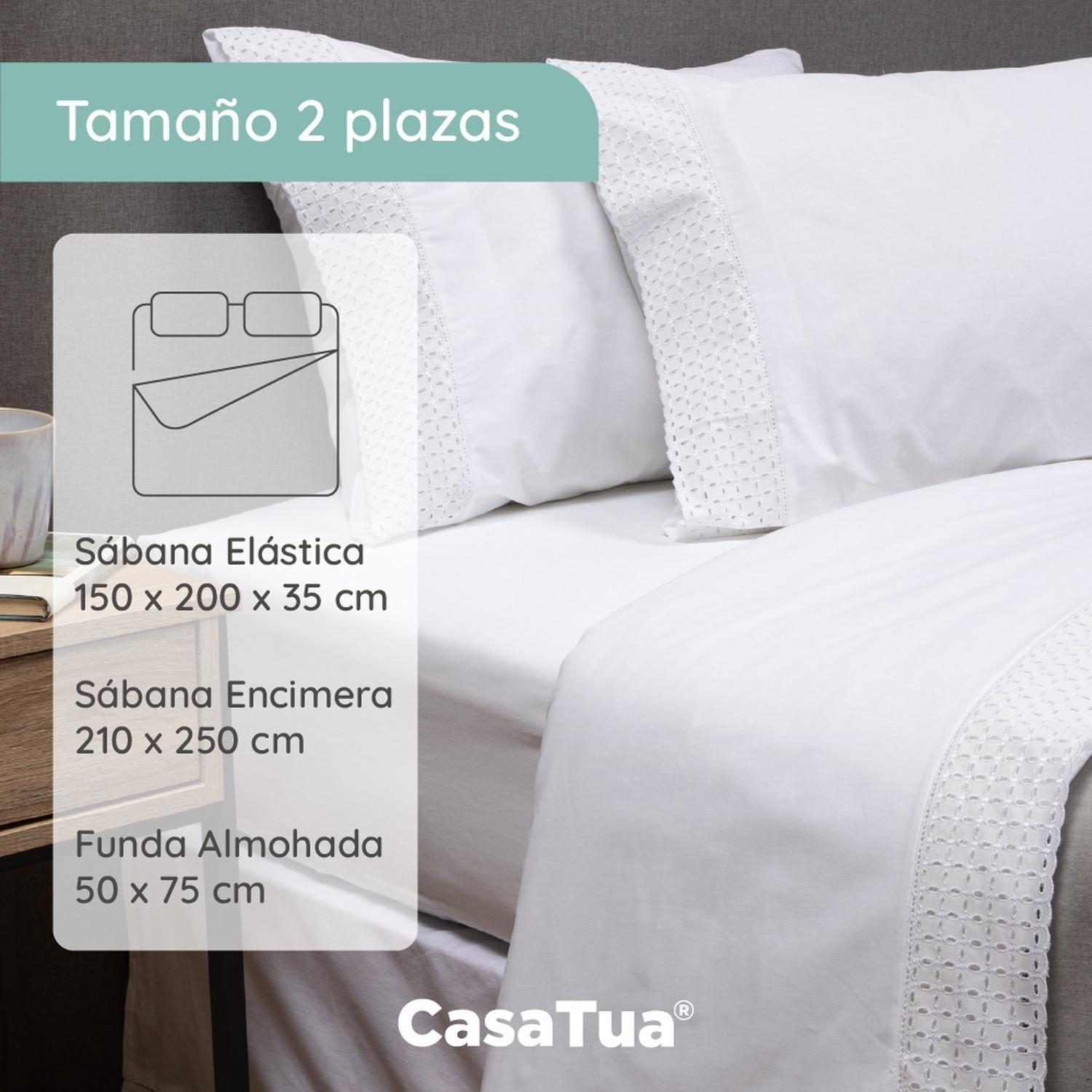 Sabanas Bordadas CasaTua + Funda 2 Plazas-2