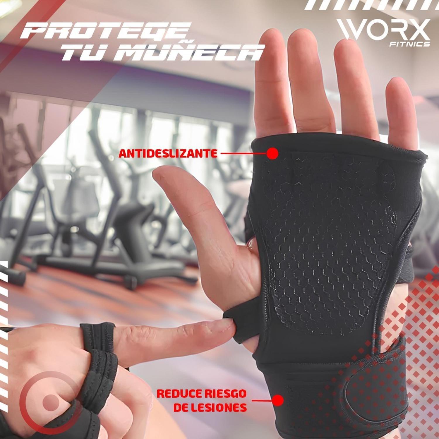 Guantes para Gimnasio Pesas Calleras Muñequera Worx negro-2