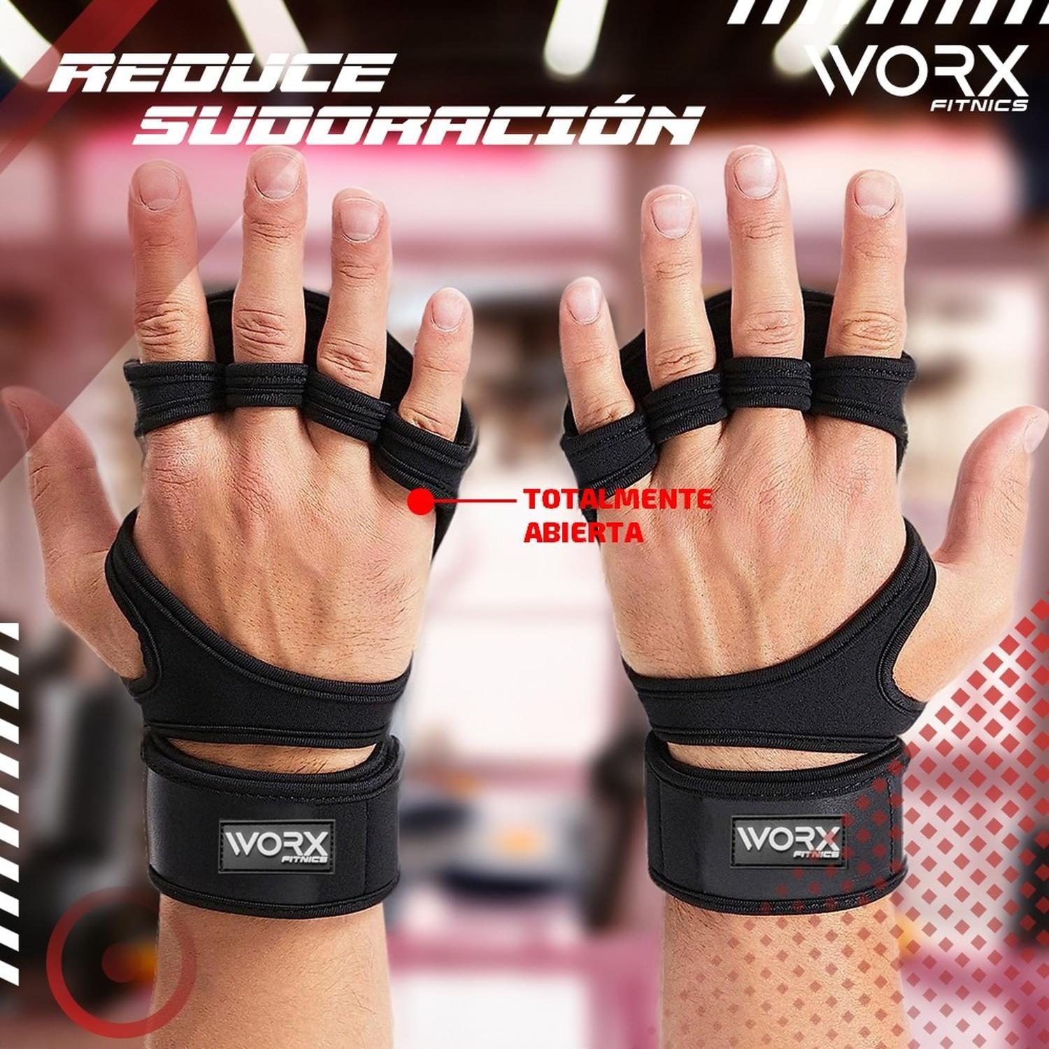 Guantes para Gimnasio Pesas Calleras Muñequera Worx negro-5