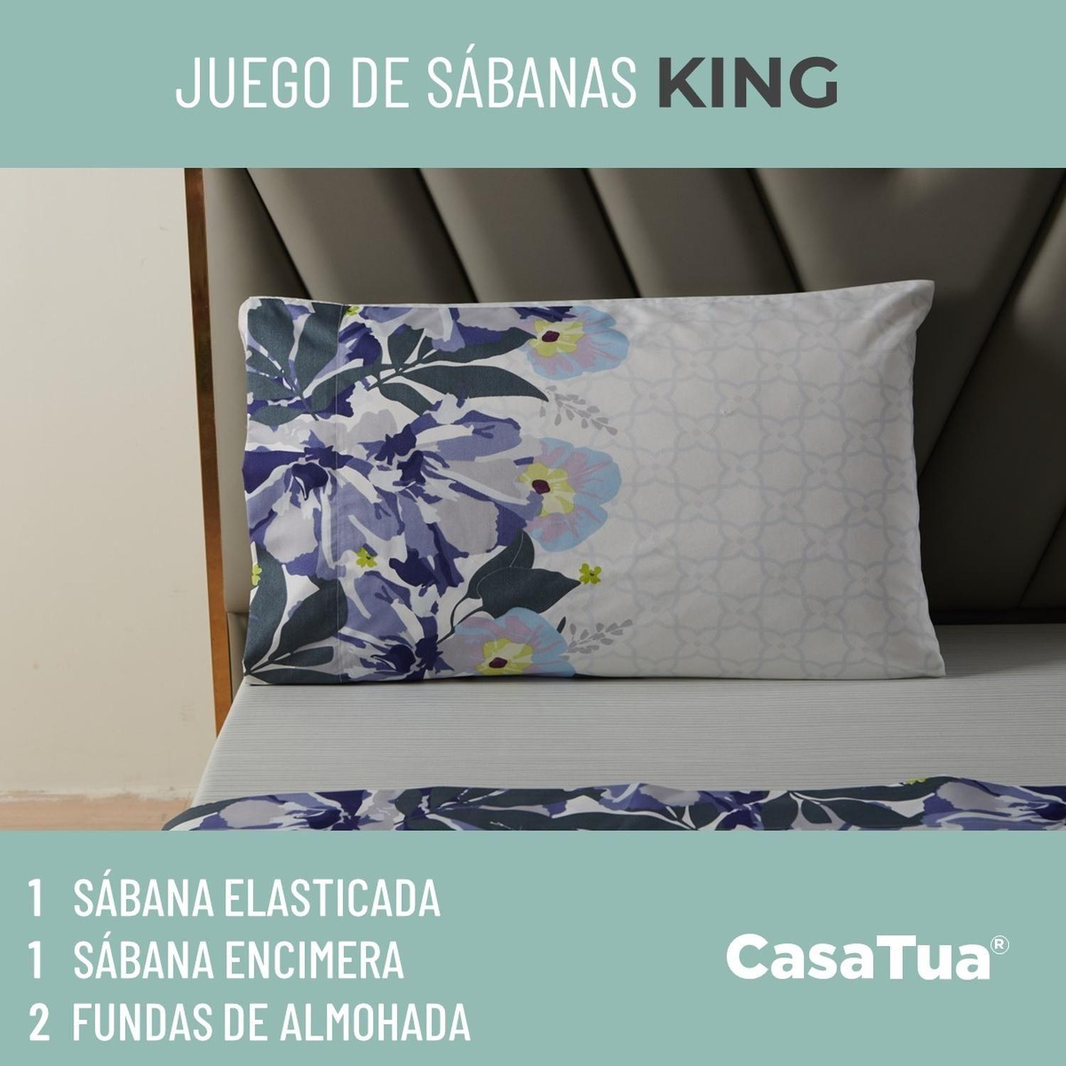 Juego Sabanas Estampadas Ultra Suave +Funda Almohada Casatua KingDiseño 1-3