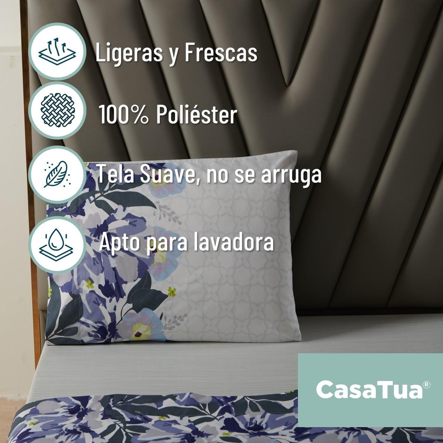 Juego Sabanas Estampadas Ultra Suave +Funda Almohada Casatua KingDiseño 1-6