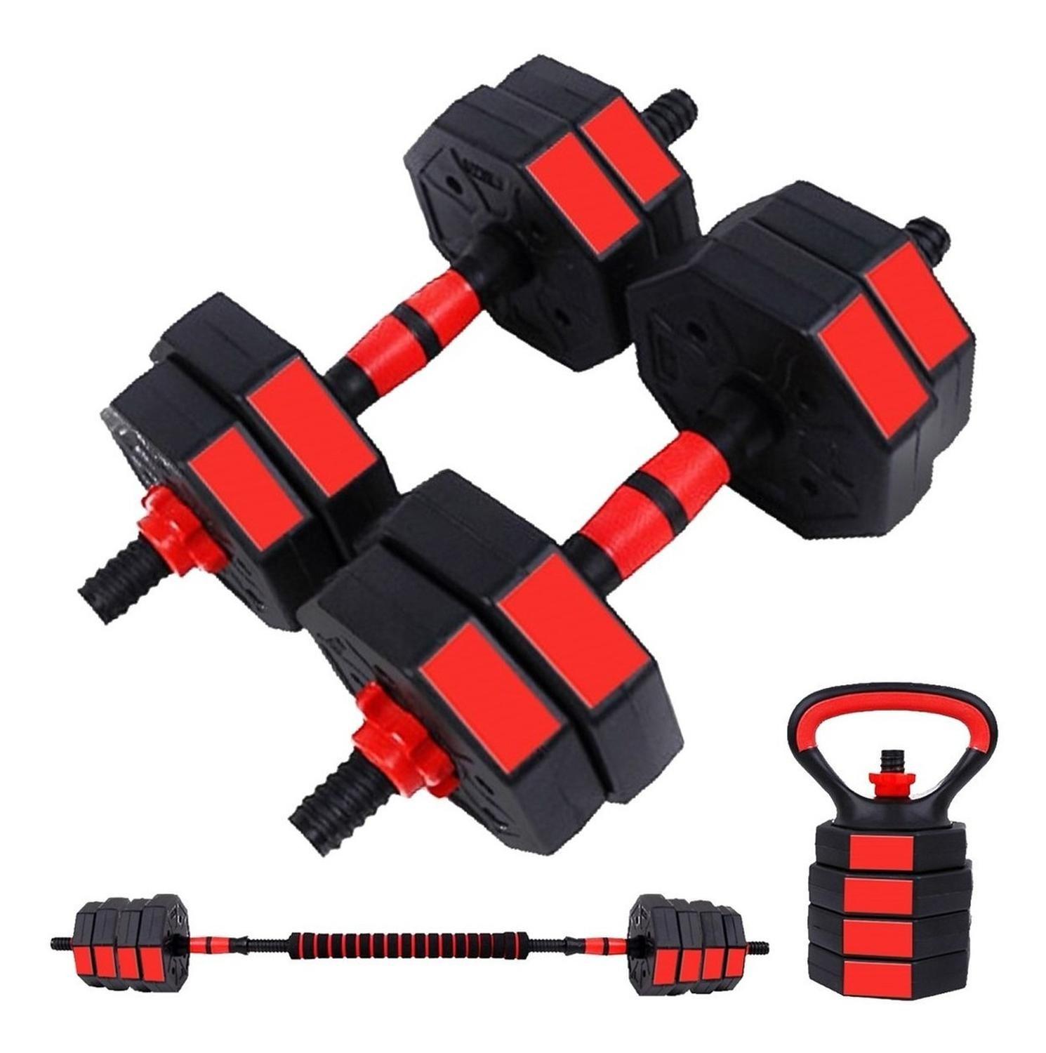 Set 2 Mancuernas ajustables Total 10Kg + barra + Kettlebell-0