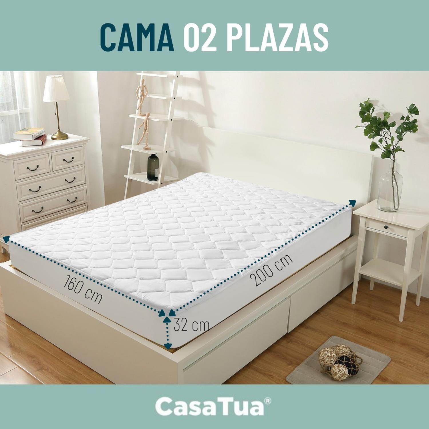 Cubre Colchon Protector Impermeable Blanco - 2 Plazas-3