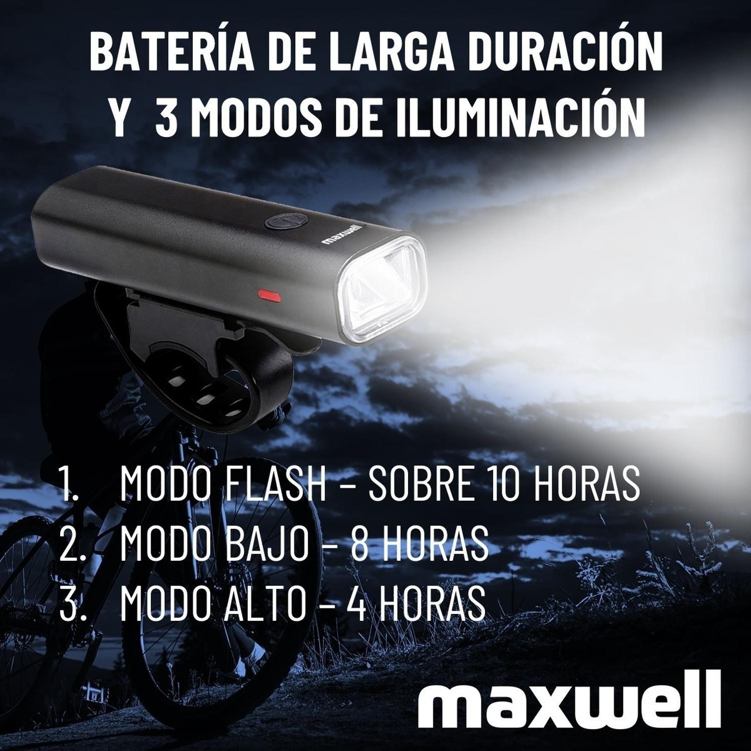 Luz Bicicleta Set Delantera Trasera Usb Maxwell Impermeable-3