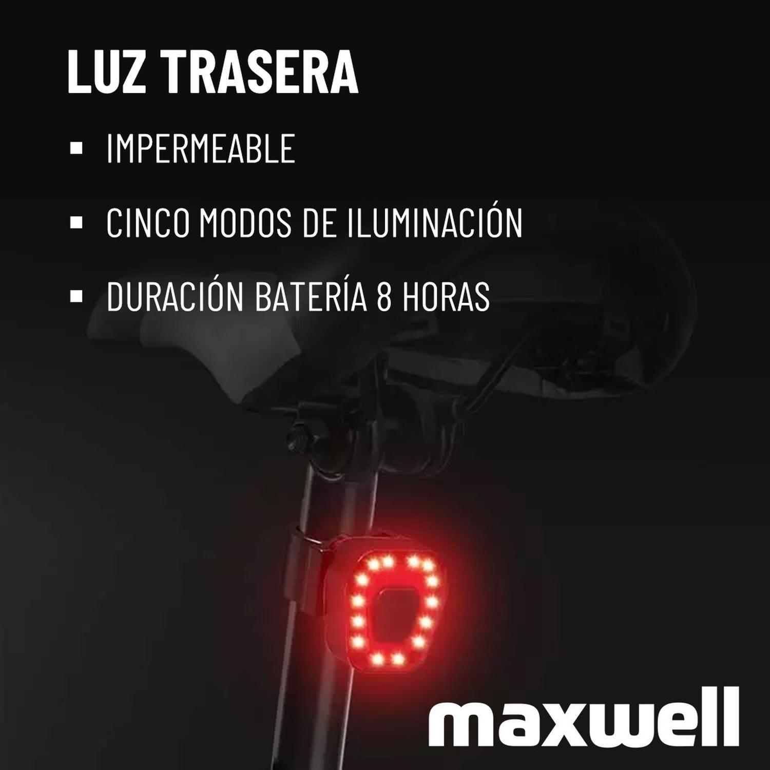 Luz Bicicleta Set Delantera Trasera Usb Maxwell Impermeable-5