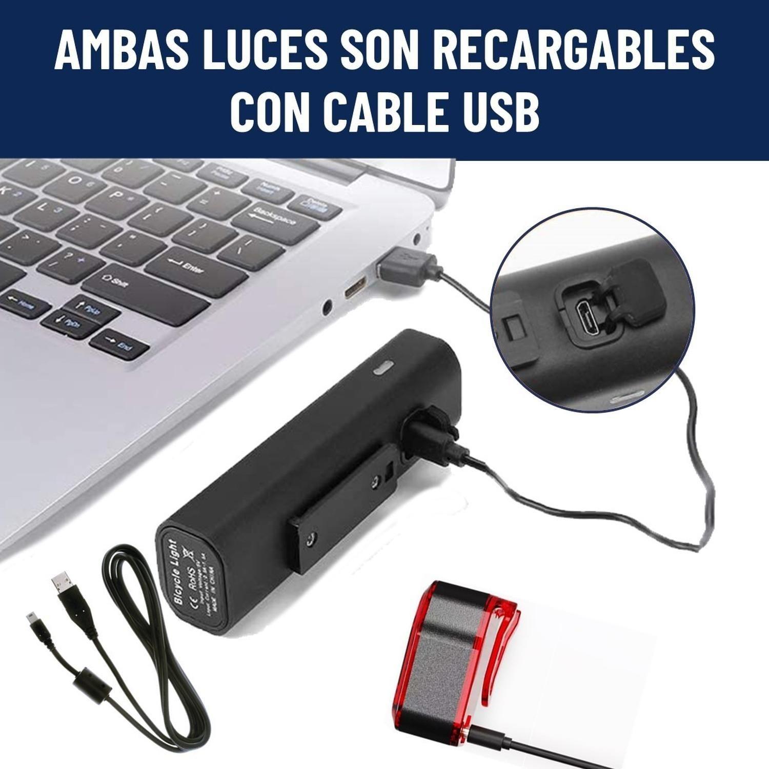 Luz Bicicleta Set Delantera Trasera Usb Maxwell Impermeable-6
