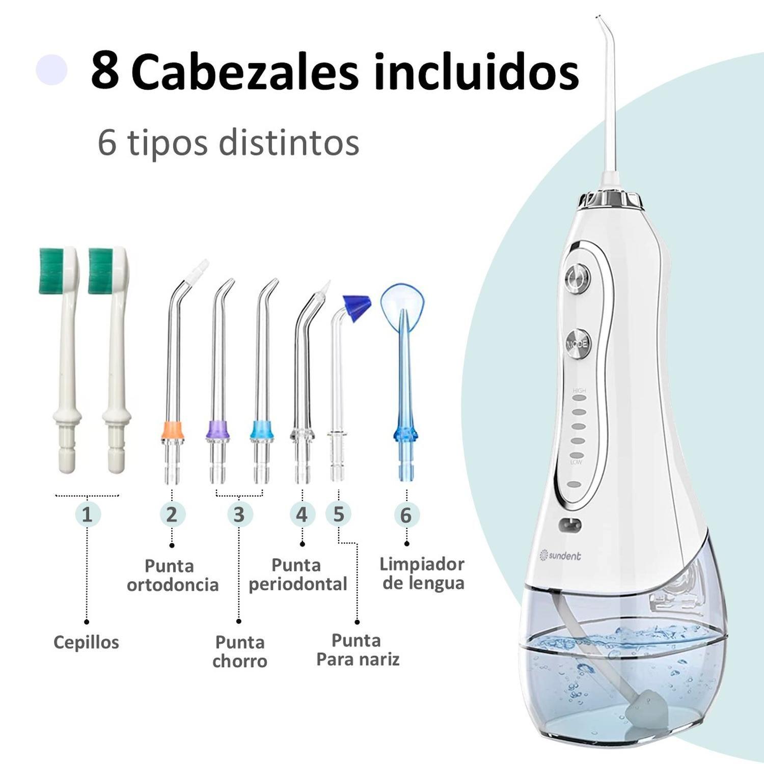 Irrigador Dental Recargable Sundent Limpieza Bucal + Set Acc-4