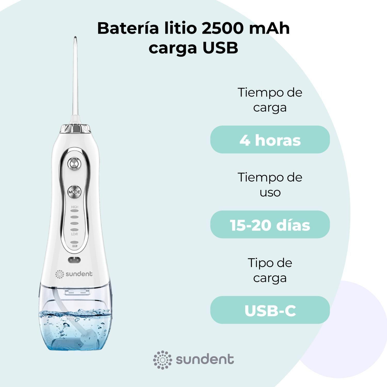 Irrigador Dental Recargable Sundent Limpieza Bucal + Set Acc-6