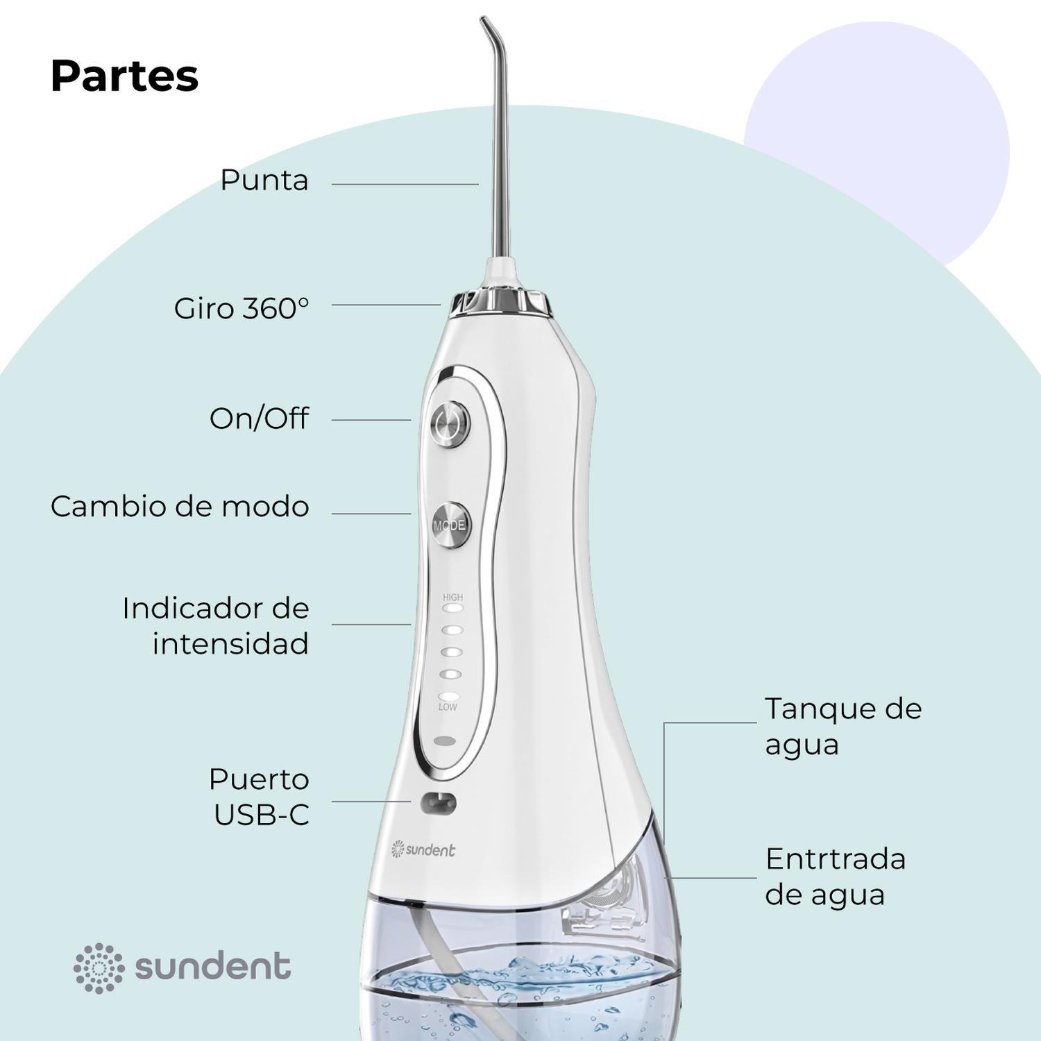 Irrigador Dental Recargable Sundent Limpieza Bucal + Set Acc-8