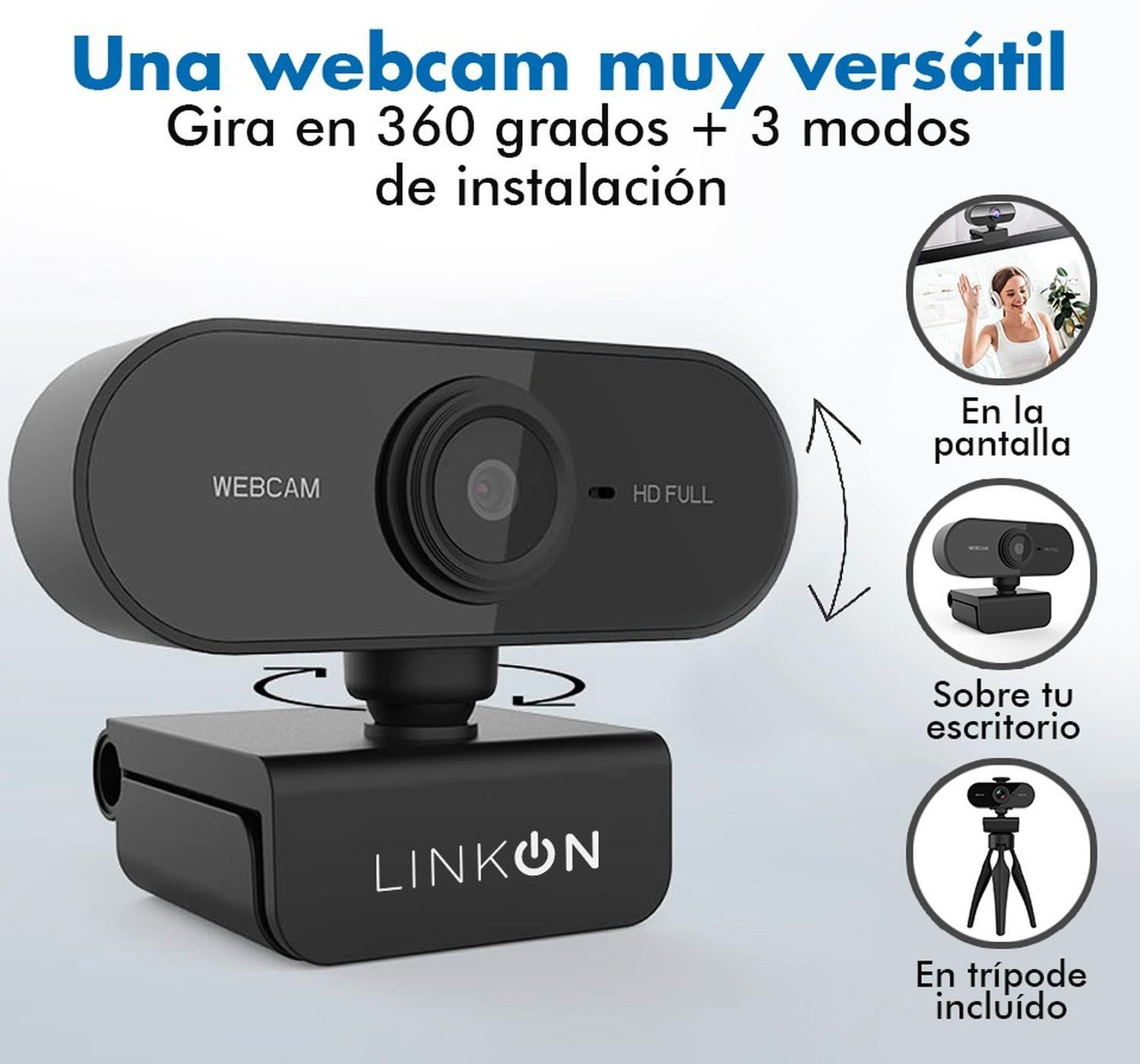 Webcam Camara Web FullHD 1080p USB Microfono Tripode-5