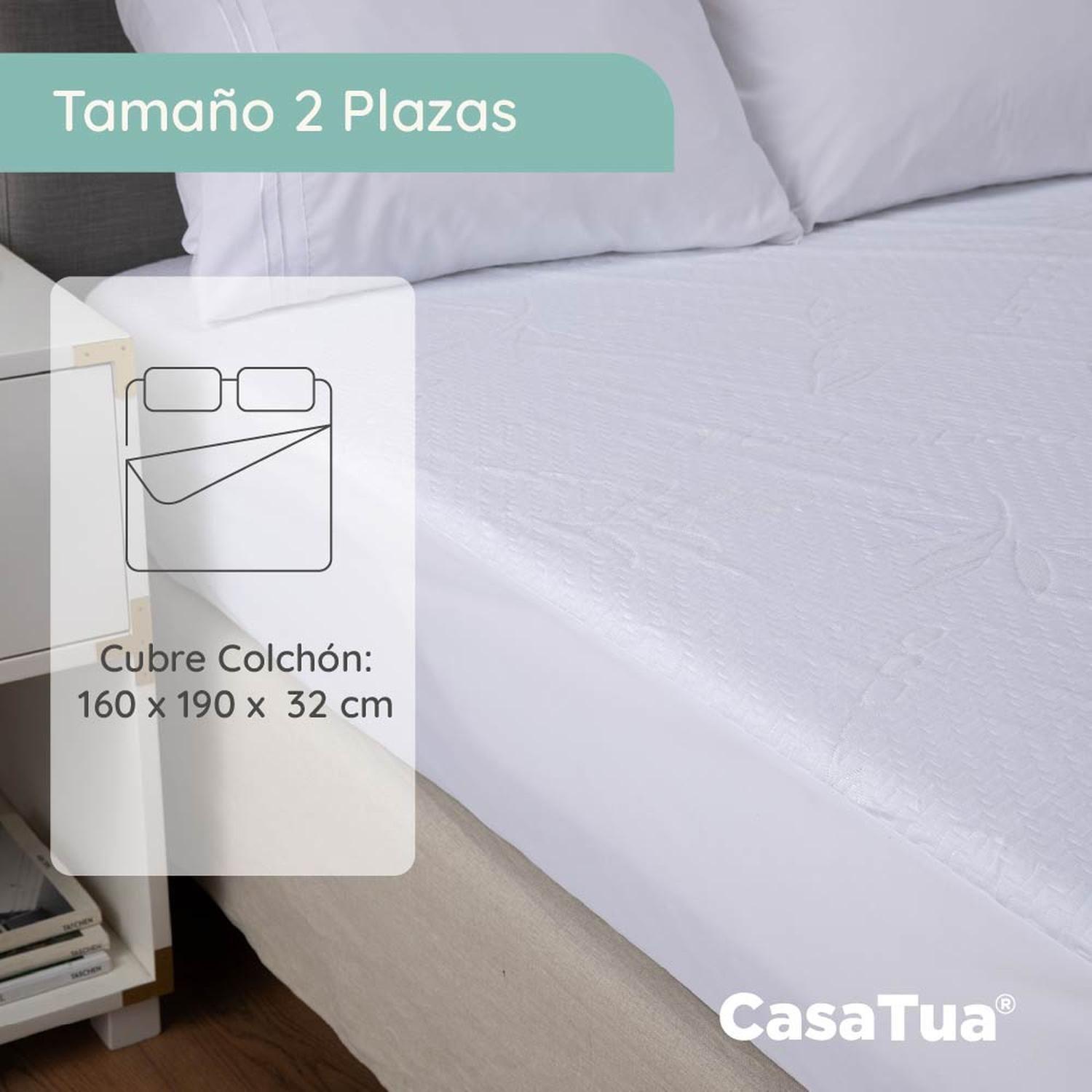 Cubre Colchon Protector Impermeable Bambú 2 Plazas-2