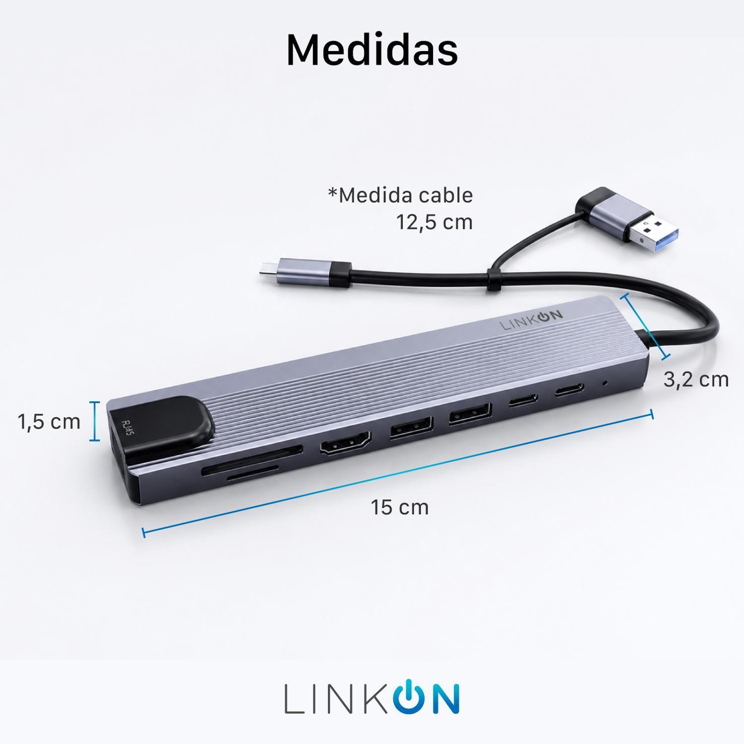 Hub Adaptador Usb C 8 en 2 Linkon Para Mac Macbook Windows-8