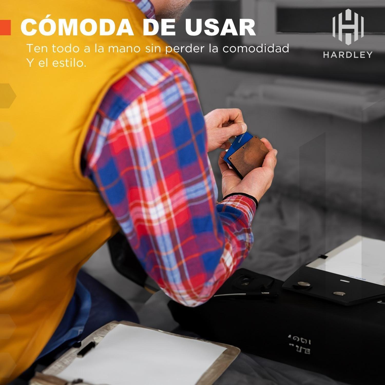 Billetera Tarjetero Hombre Hardley Proteccion Rfid + Clip Cafe-4