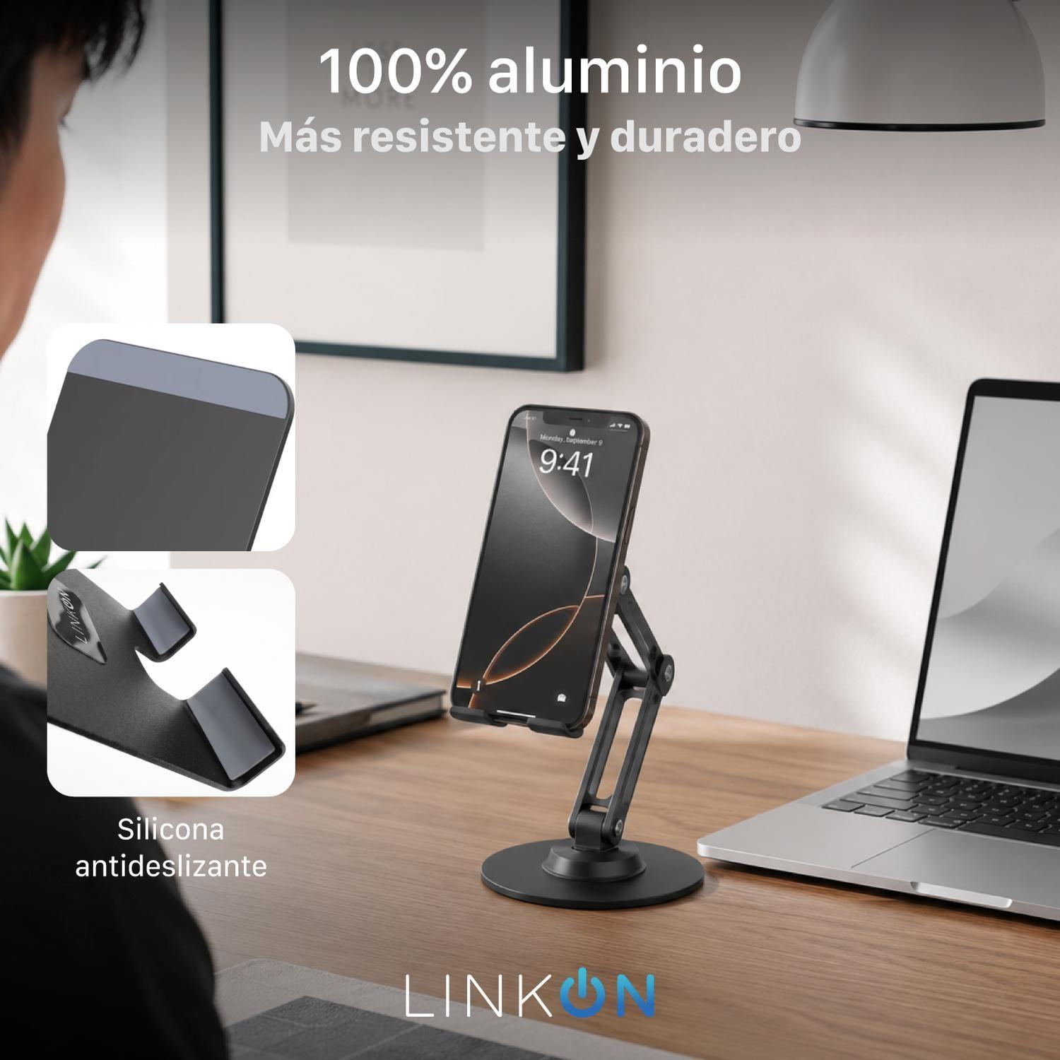 Soporte Porta Celular Escritorio Linkon 360° - Aluminio-2