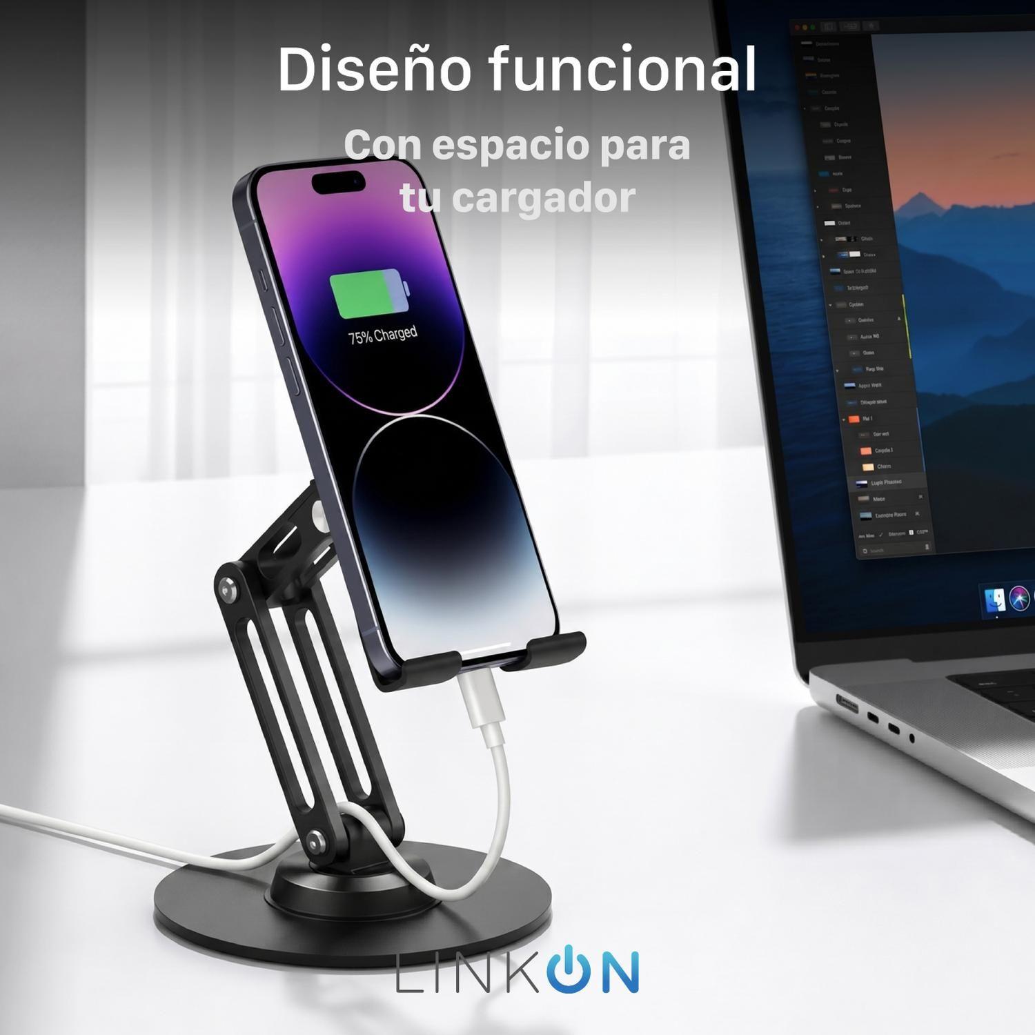 Soporte Porta Celular Escritorio Linkon 360° - Aluminio-4