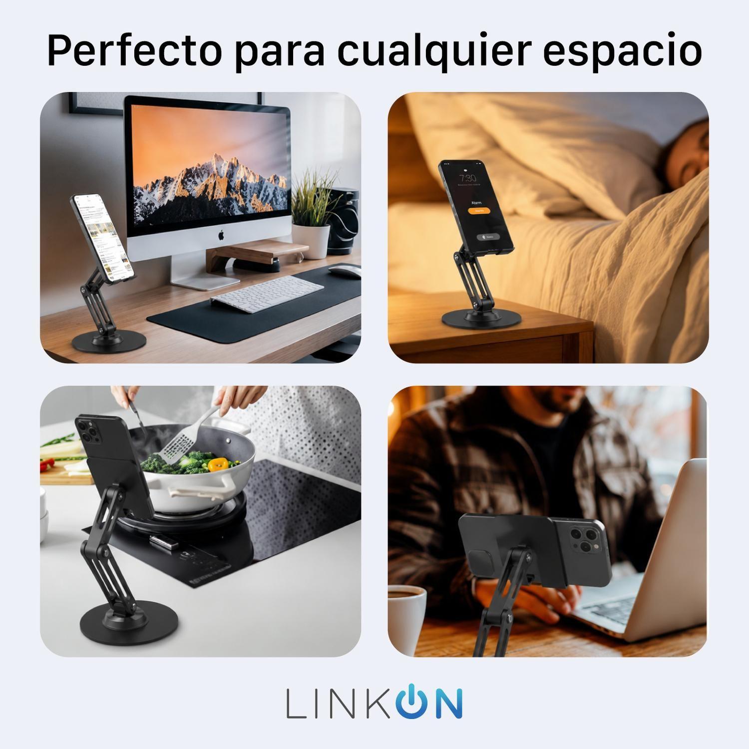 Soporte Porta Celular Escritorio Linkon 360° - Aluminio-6