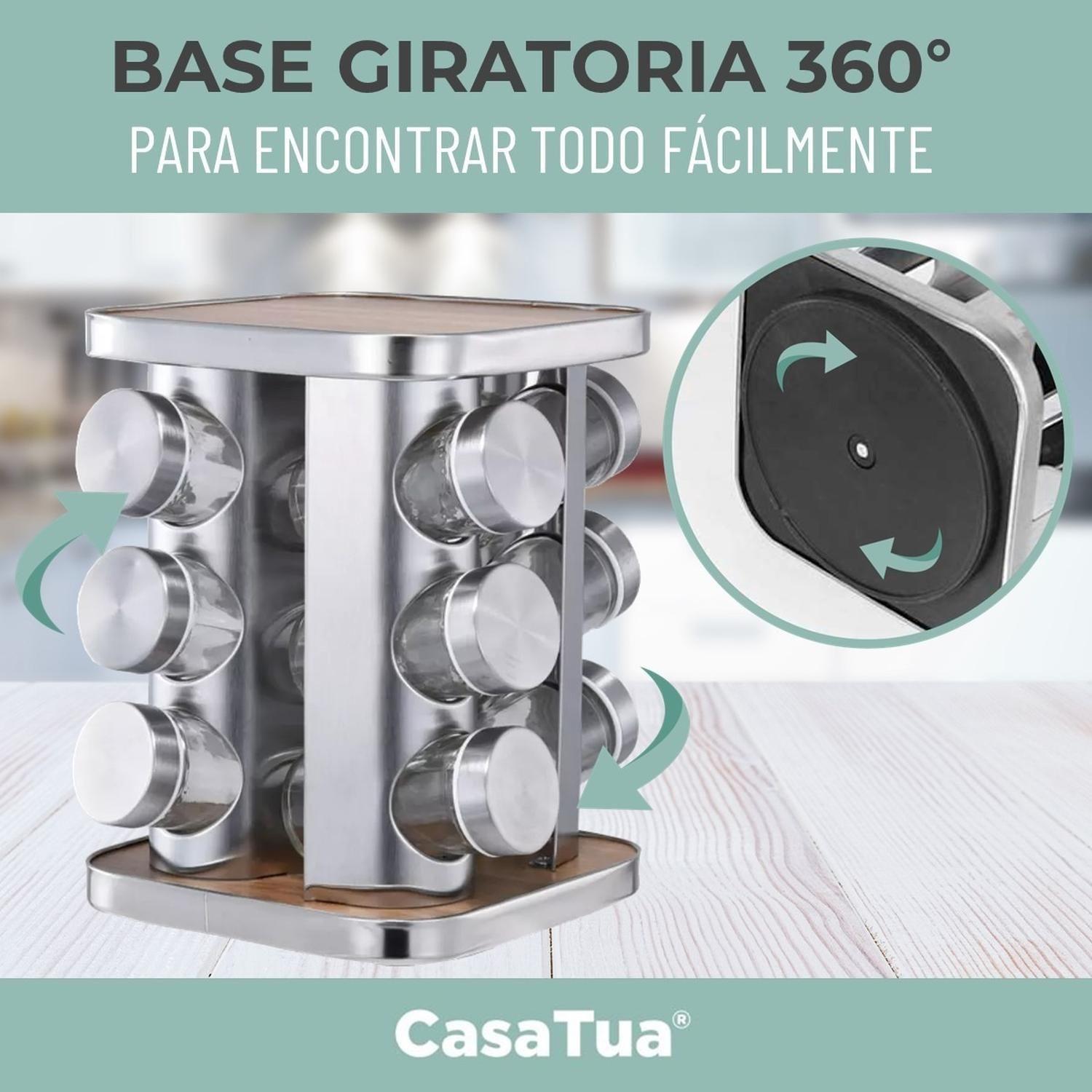 Especiero Cocina Giratorio 12 Condimentos Acero Inoxidable-3