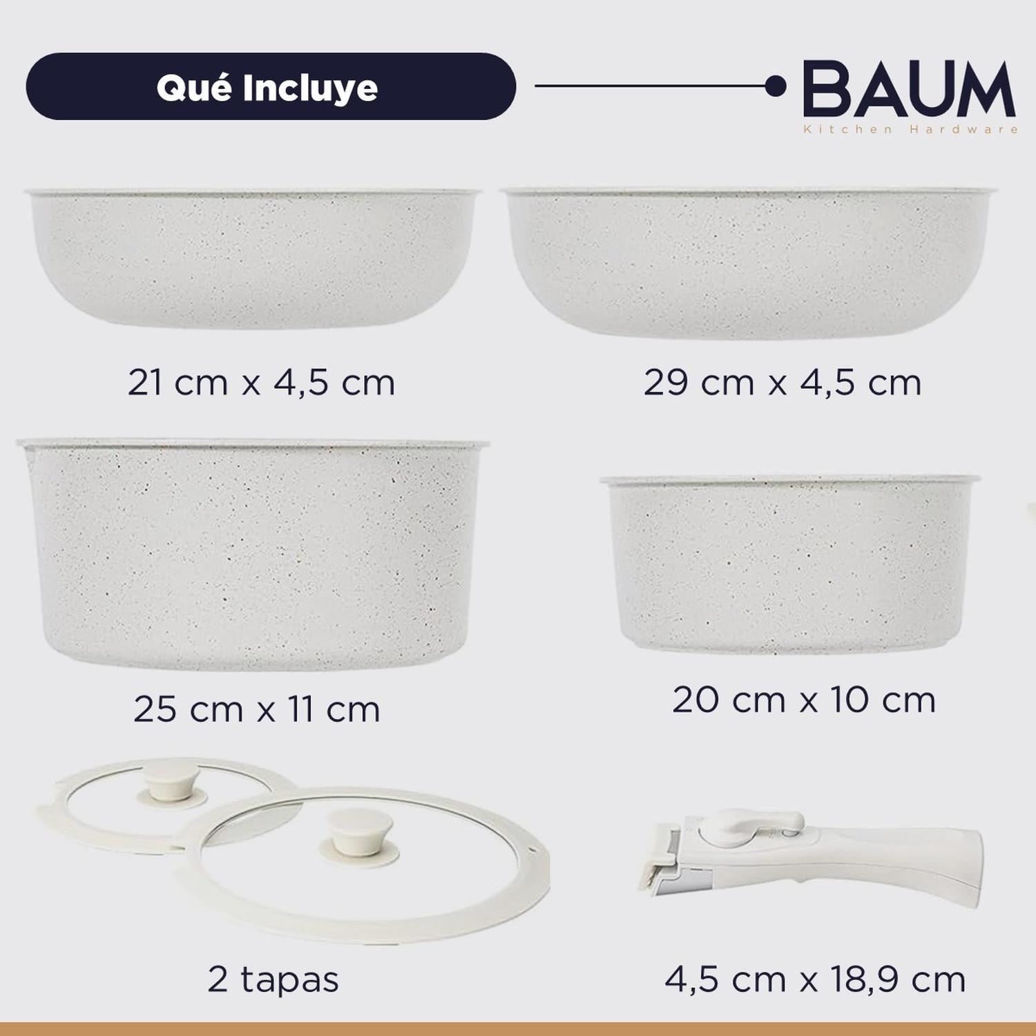 Olla Bateria de Cocina Ceramica Baum 6 Piezas Antiadherente-3