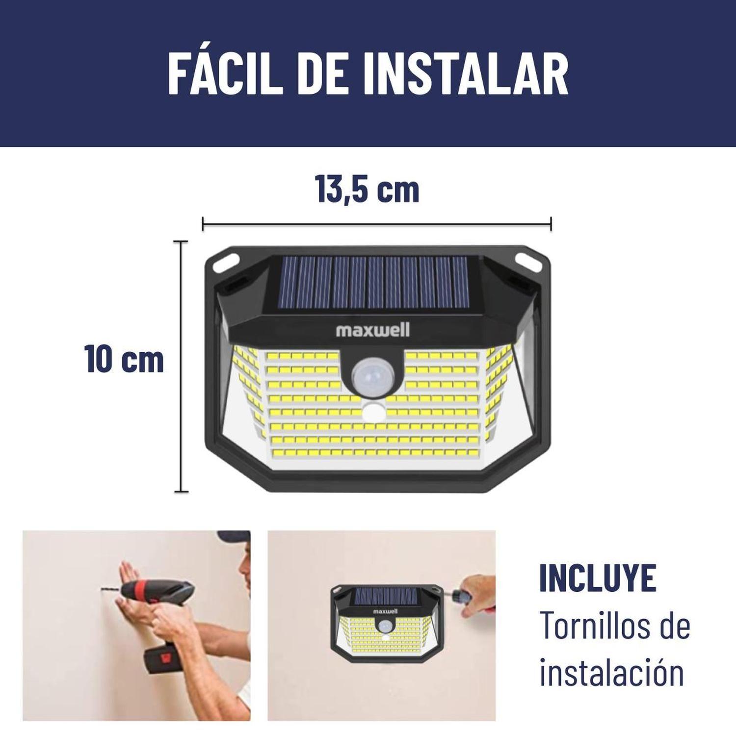 Foco Solar Maxwell 178 Led Exterior Pared X4 + Sensor-5