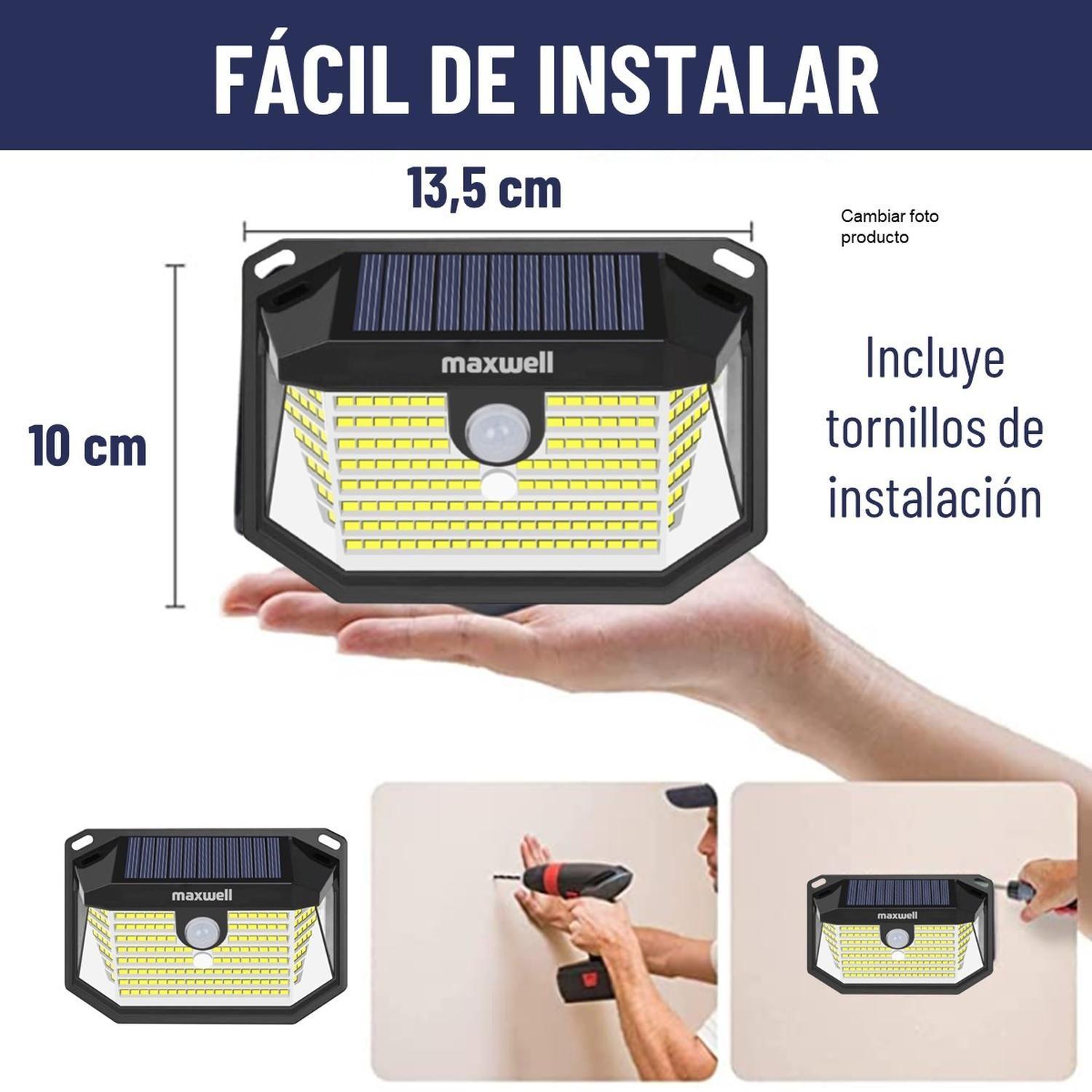 Foco Solar Maxwell 178 Led Exterior Pared X4 + Sensor-6