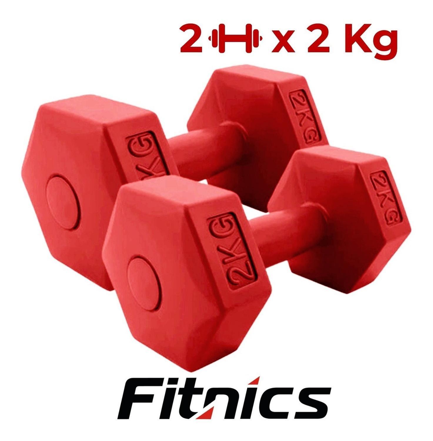 Mancuernas 2Kg c/una 4Kg Total PVC Cementada Hexagonal Set 2-1