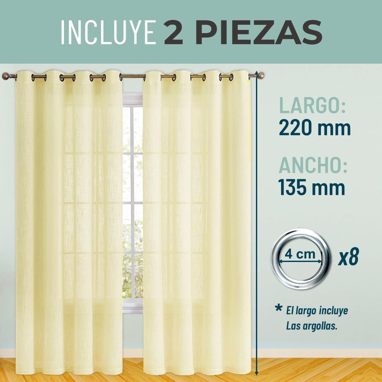 Cortina Velo Visillo 2 Paños 140x220cm Textura Lino Casatua-4