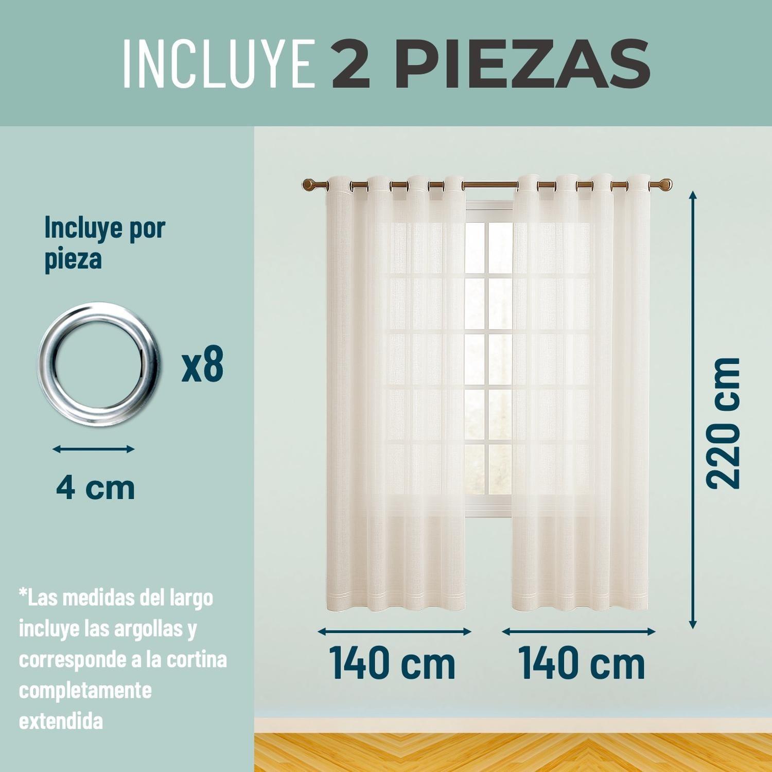 Cortina Velo Visillo 2 Paños 140x220cm Textura Lino Casatua-2