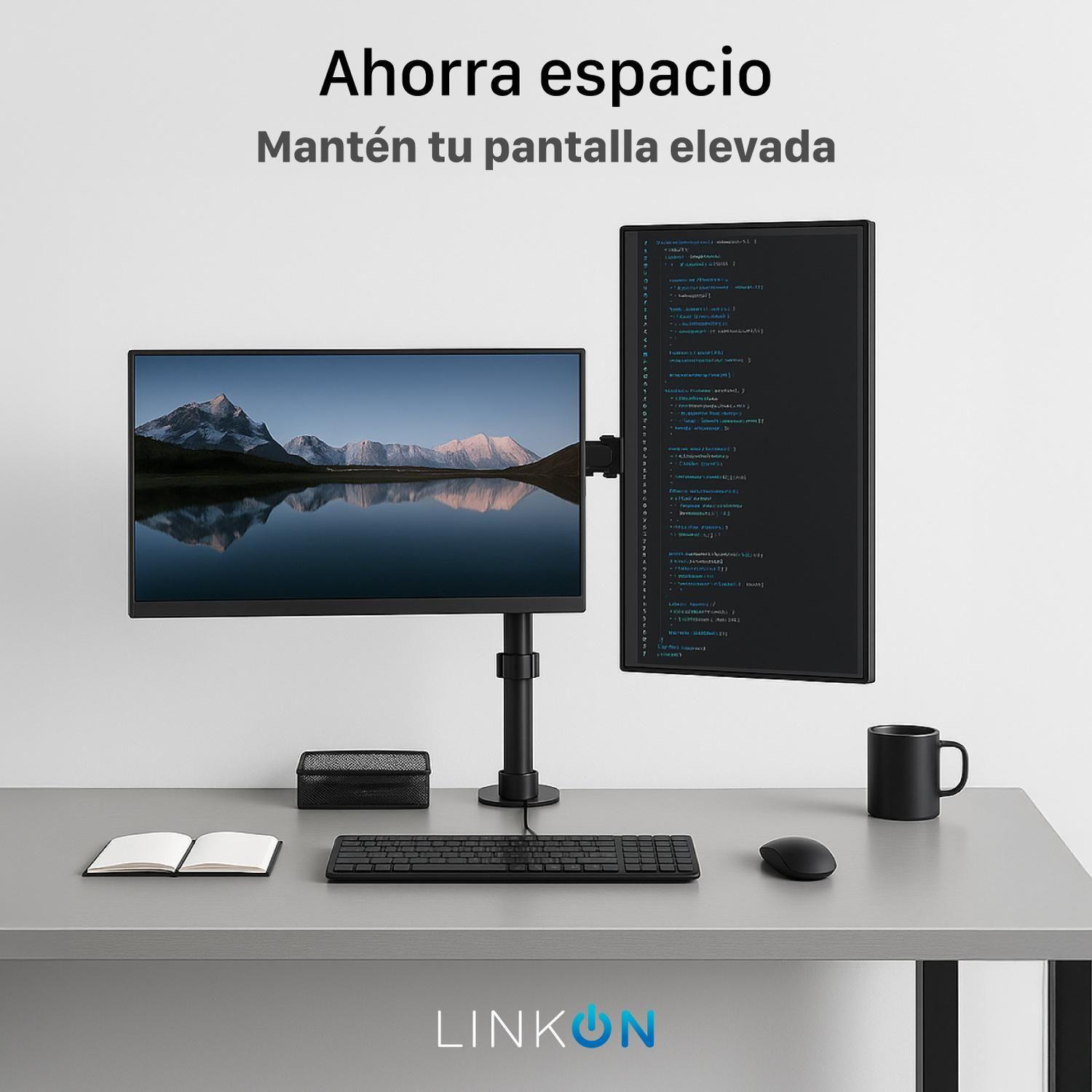 Soporte de Monitor Doble Para 2 Monitores Escritorio Linkon-3