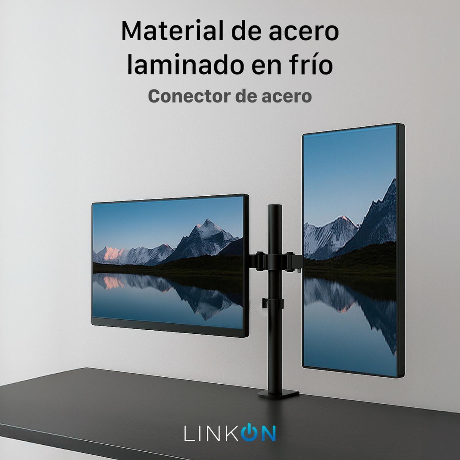Soporte de Monitor Doble Para 2 Monitores Escritorio Linkon-5