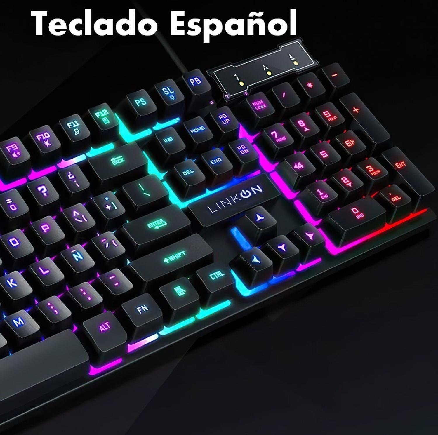 Teclado Led + Mouse Inalámbrico USB Recargable Kit Set Gamer-3
