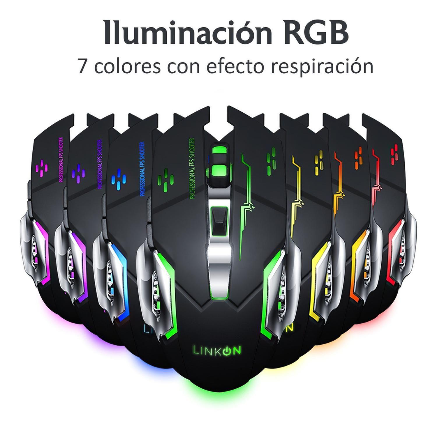 Teclado Led + Mouse Inalámbrico USB Recargable Kit Set Gamer-5