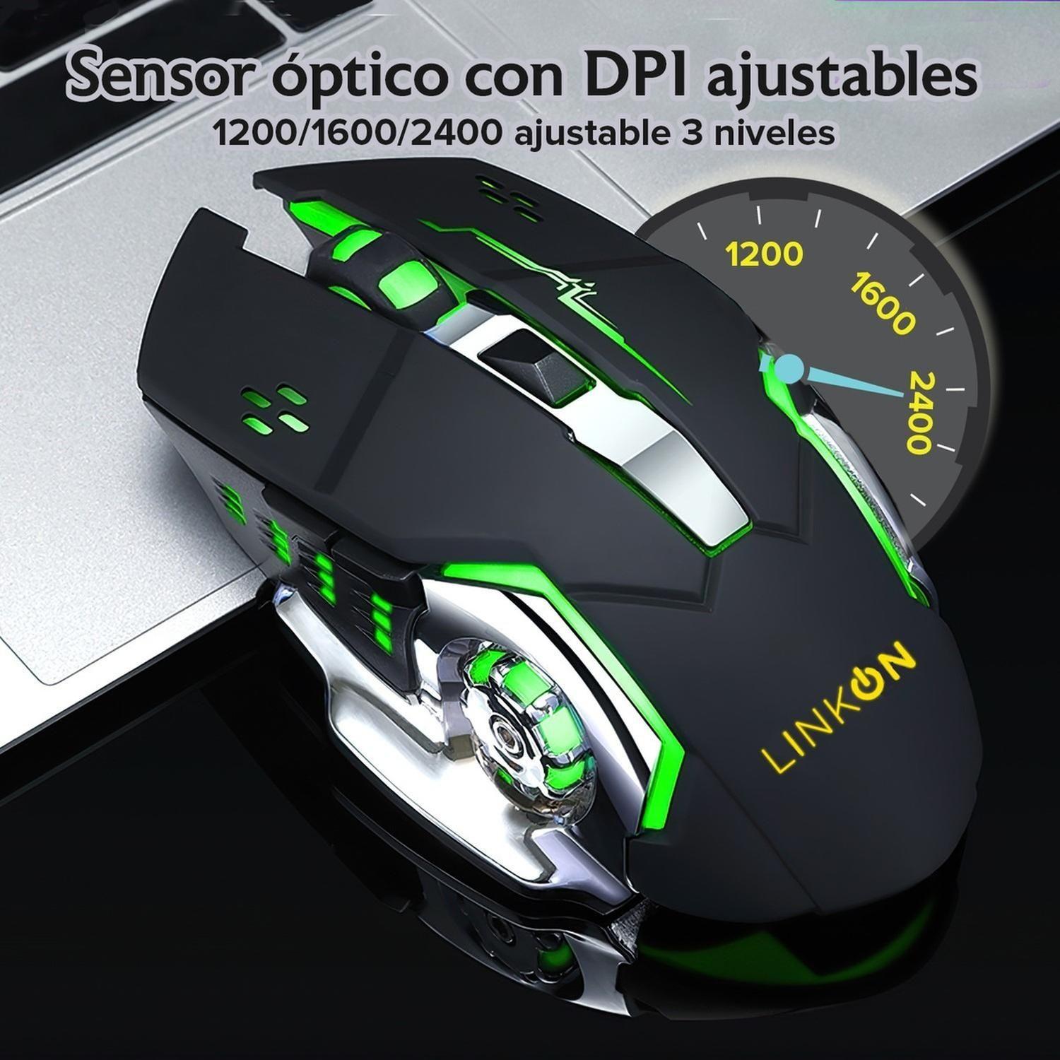 Teclado Led + Mouse Inalámbrico USB Recargable Kit Set Gamer-6