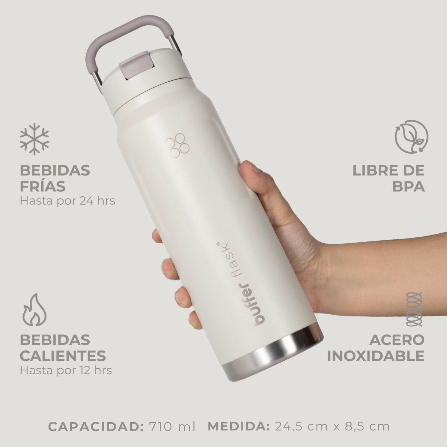 Termo Botella Agua Termica Buffer Acero Inoxidable 710ml-2
