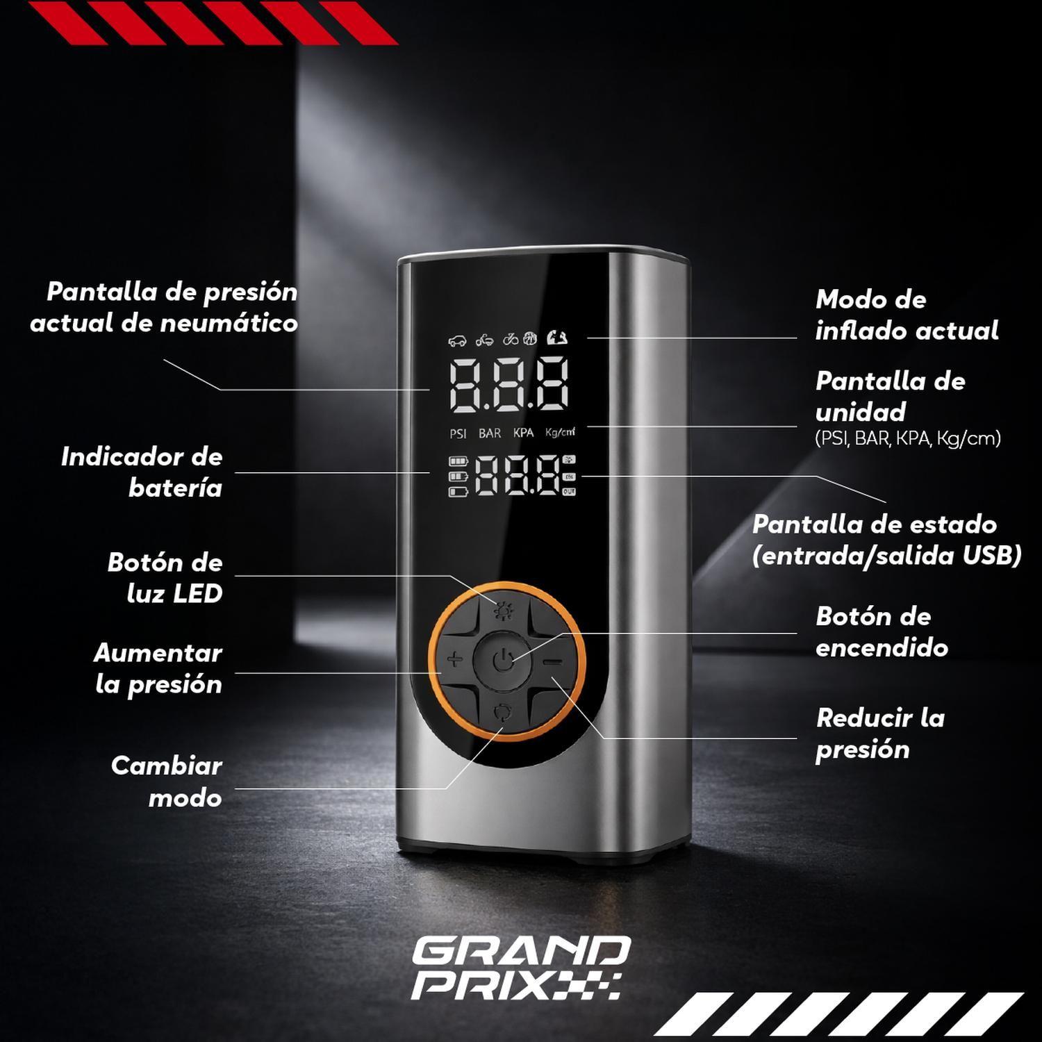 Compresor De Aire Portatil Grand Prix Inflador de Neumaticos-3