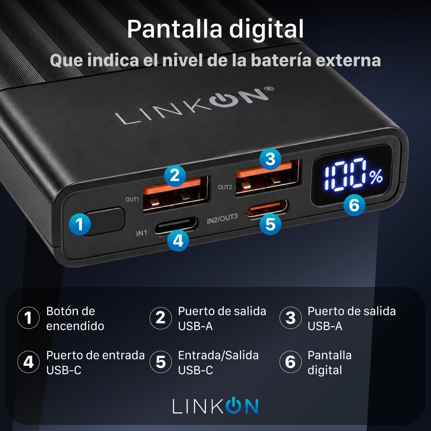 Power Bank Bateria Externa 10000Mah Cargador Portatil Linkon-2
