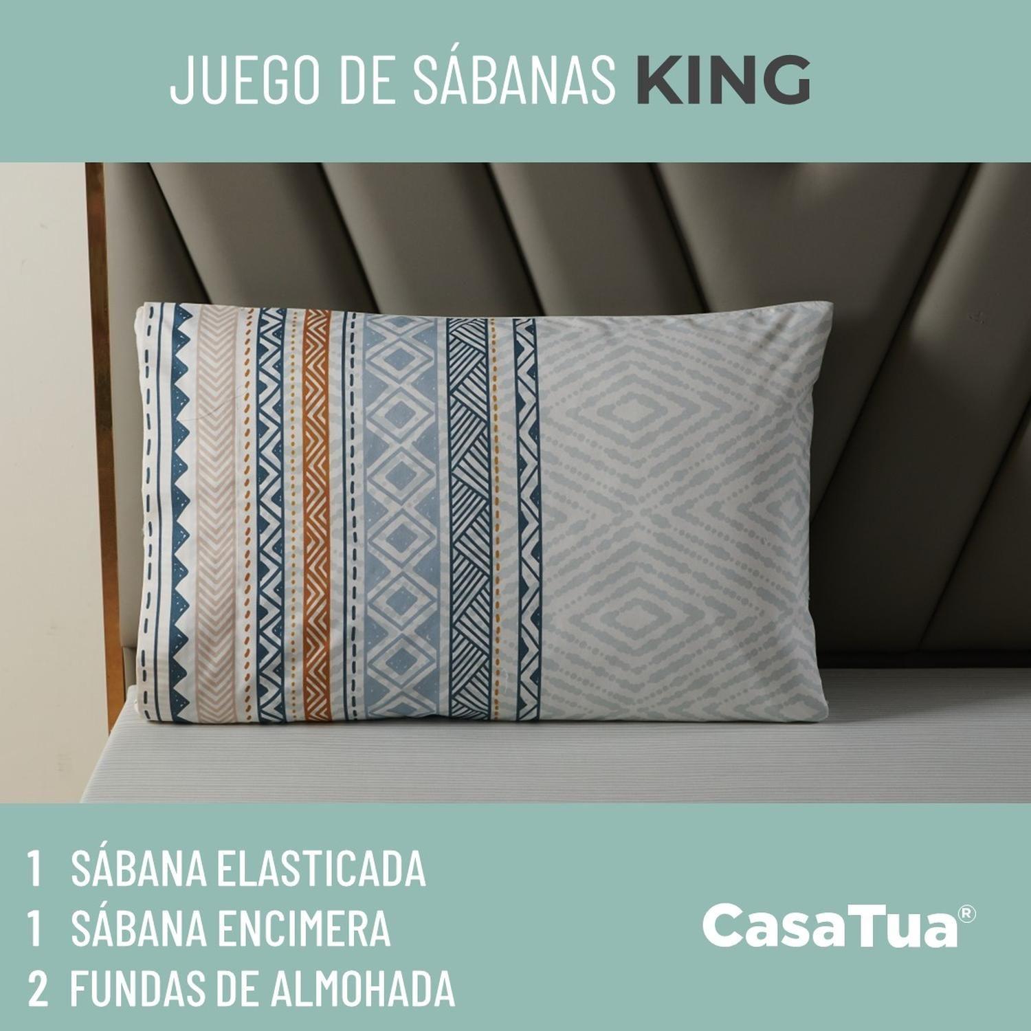 Juego Sabanas Estampadas Ultra Suave +Funda Almohada Casatua KingDiseño 3-2