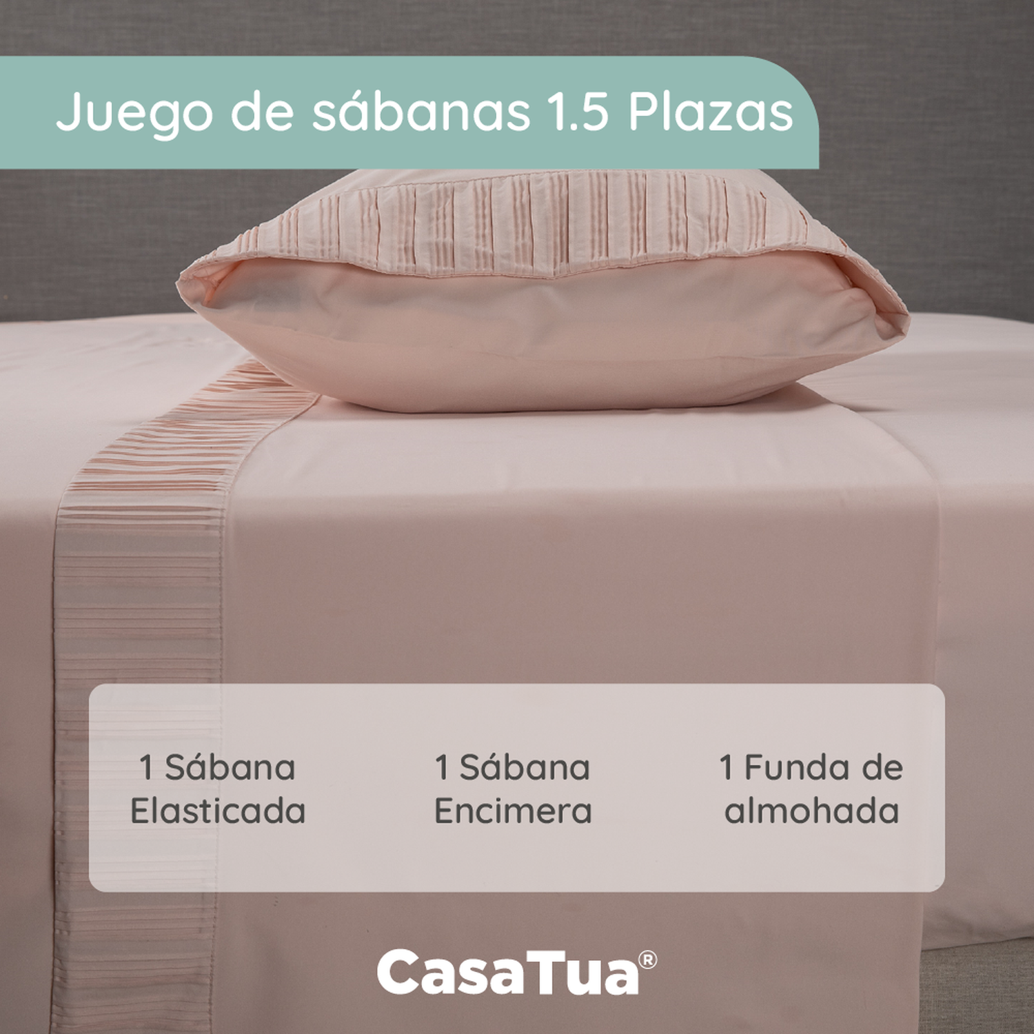 Sabanas Hotel Suave 1800 Casatua + 1 Funda Almohada 1.5 Plazas-1