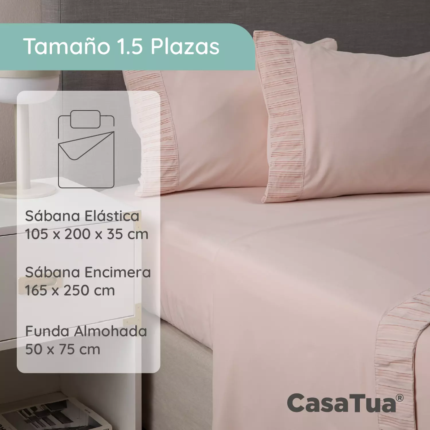 Sabanas Hotel Suave 1800 Casatua + 1 Funda Almohada 1.5 Plazas-2