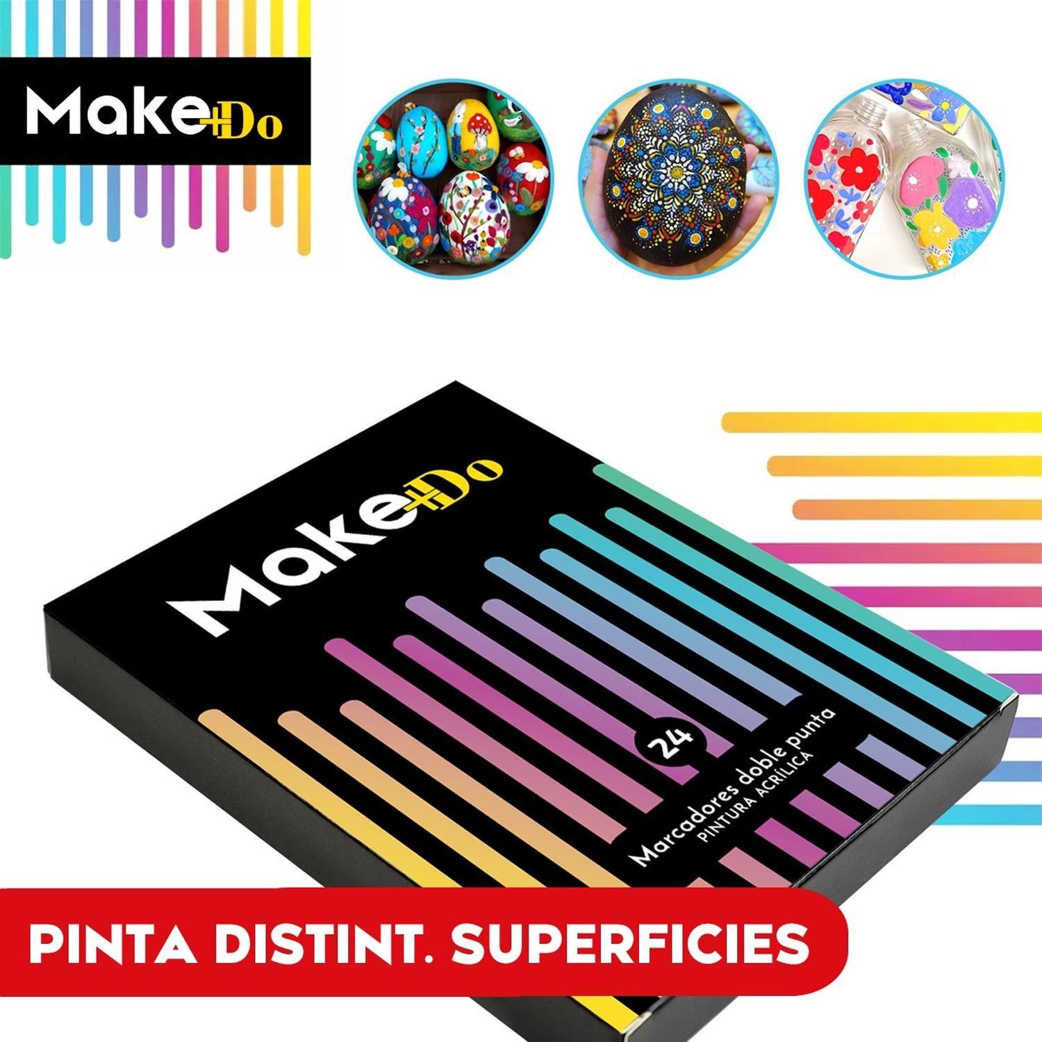 Marcadores Plumones Acrilico Make+Do Doble Punta x24 Lapices-3