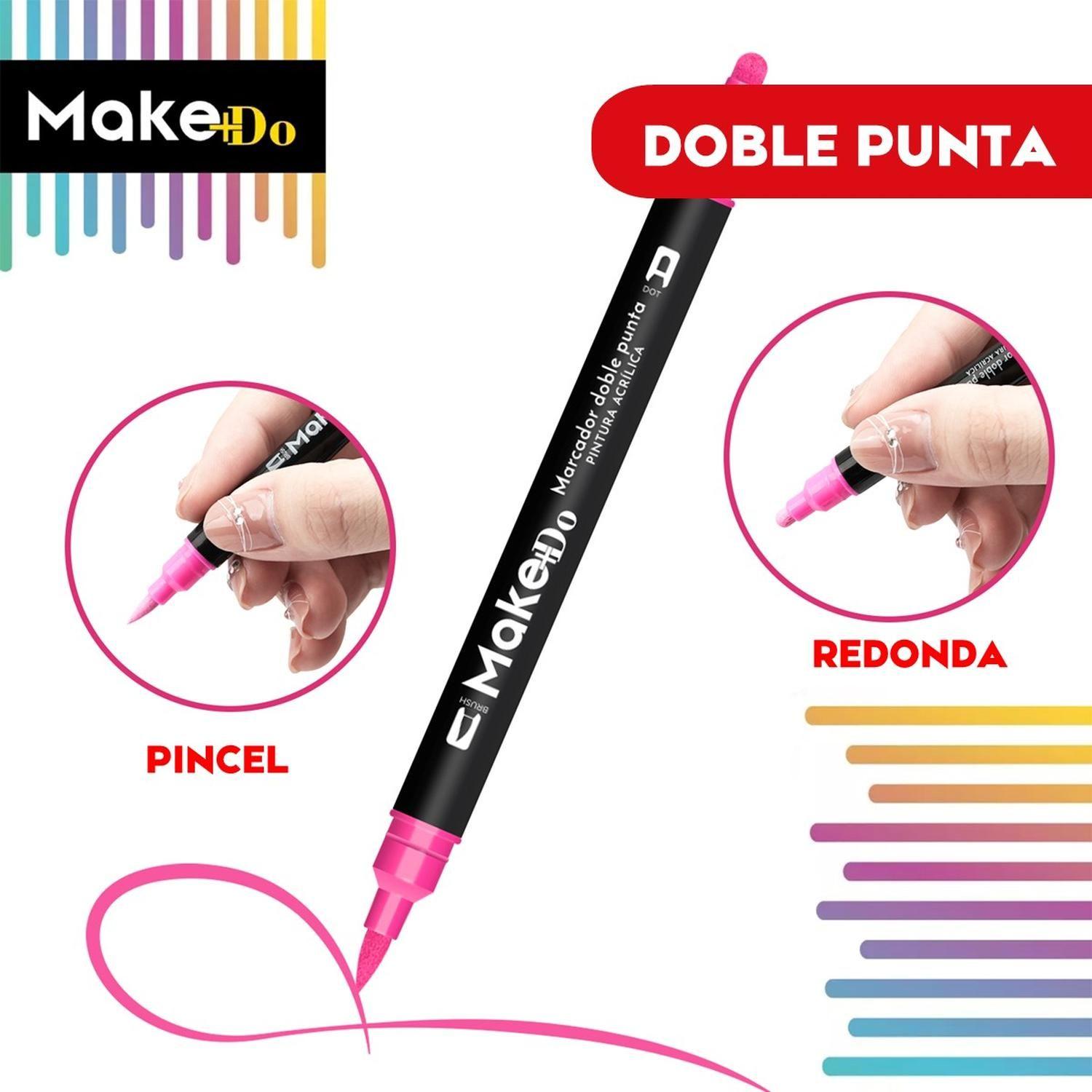 Marcadores Plumones Acrilico Make+Do Doble Punta x24 Lapices-5