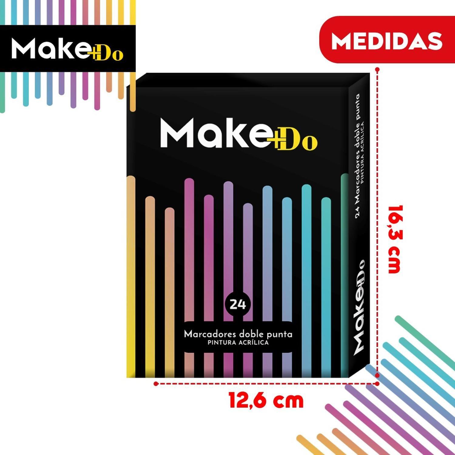 Marcadores Plumones Acrilico Make+Do Doble Punta x24 Lapices-6