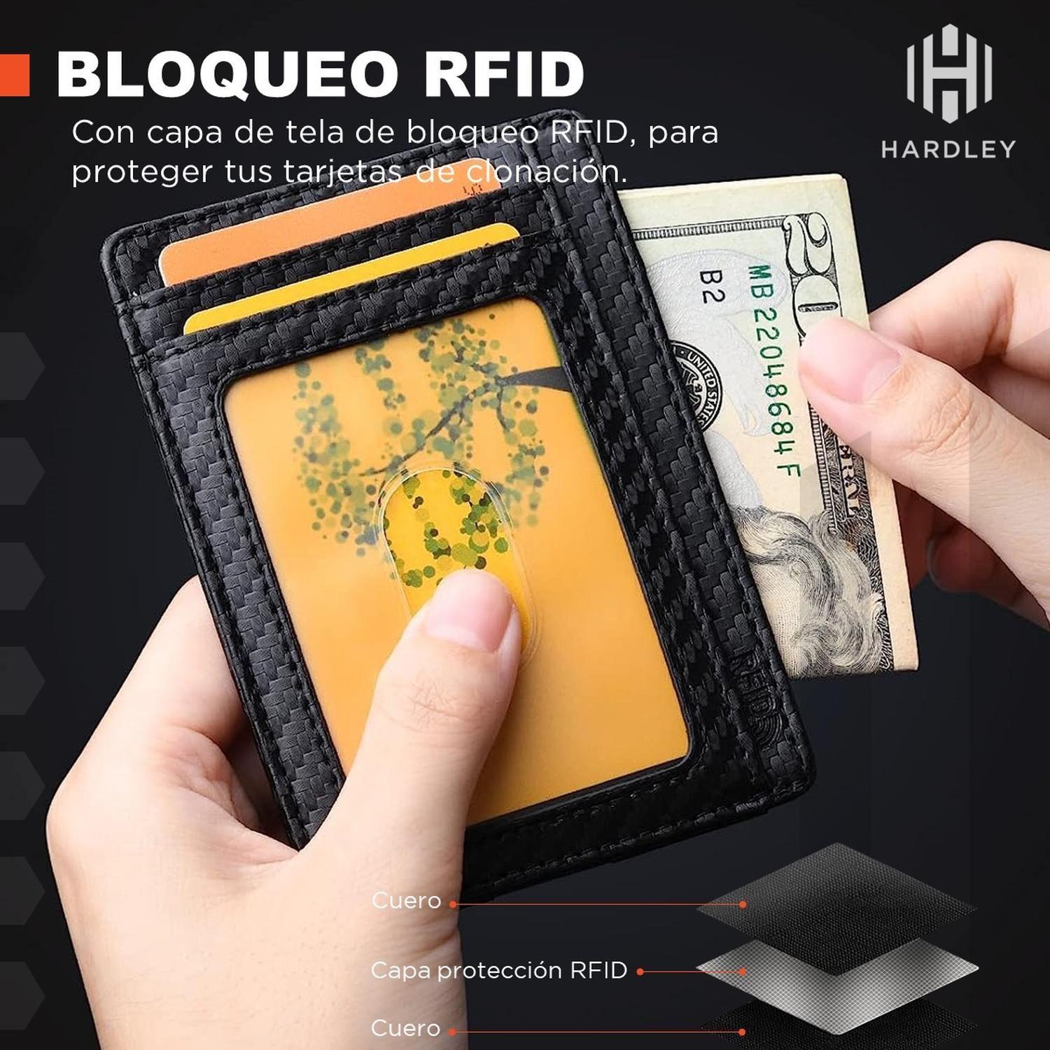 Billetera Hombre Ultra Delgada de Cuero Bloqueo Rfid Hardley-2