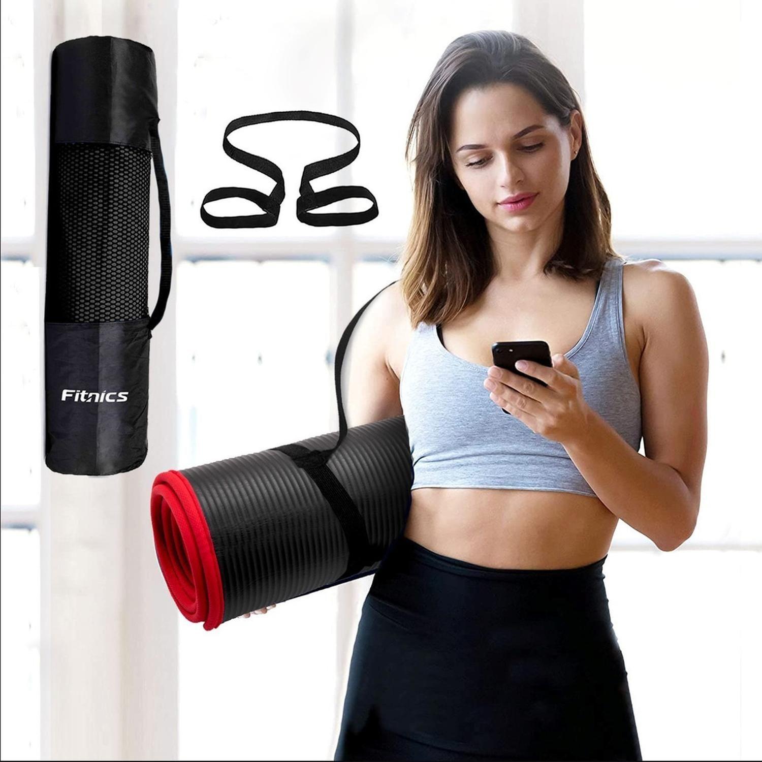 Mat Yoga Colchoneta Ejercicio 10mm Borde Tela +Bolso +Correa-5